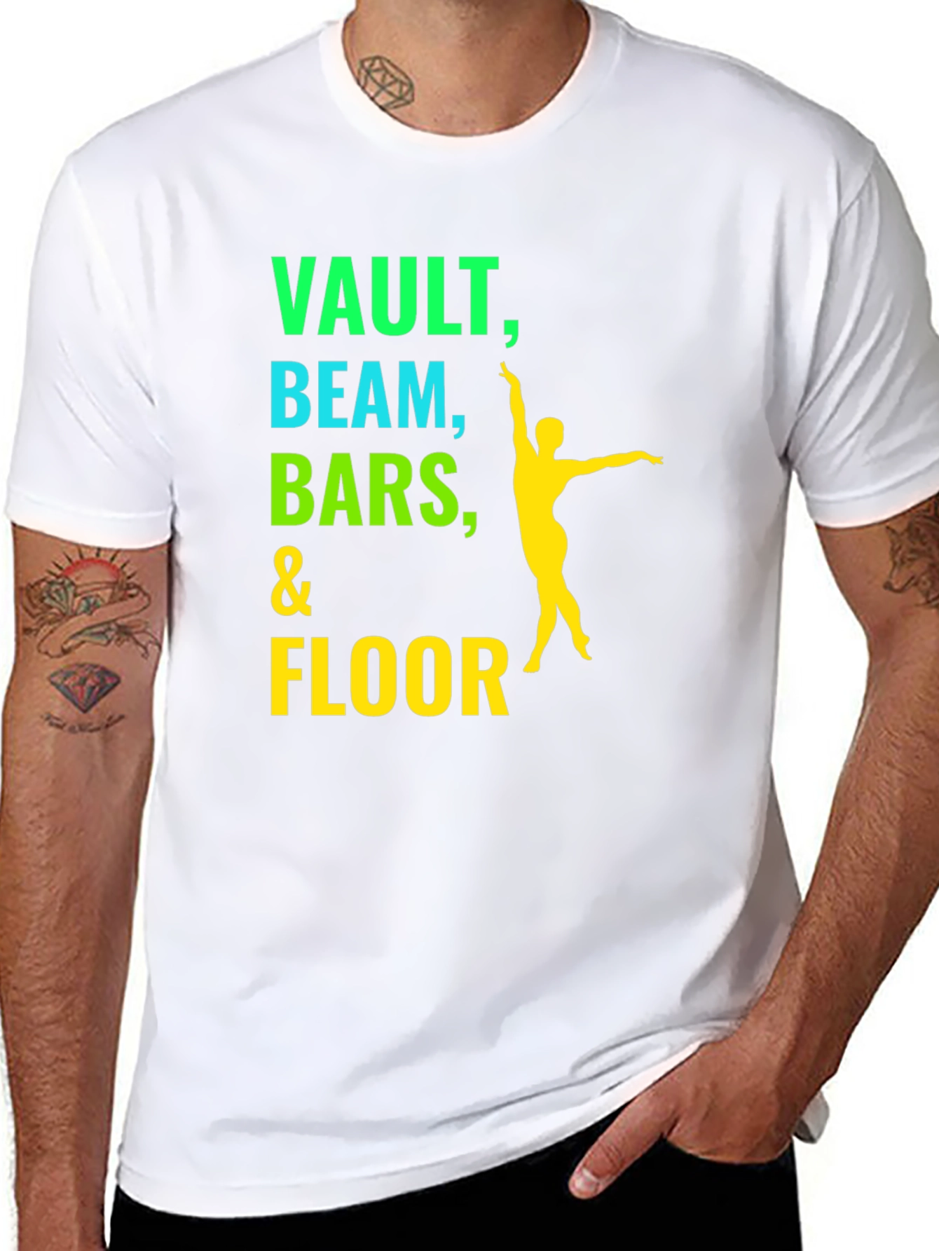 Gymnastics T-Shirt: Vault Beam Bars & Floor