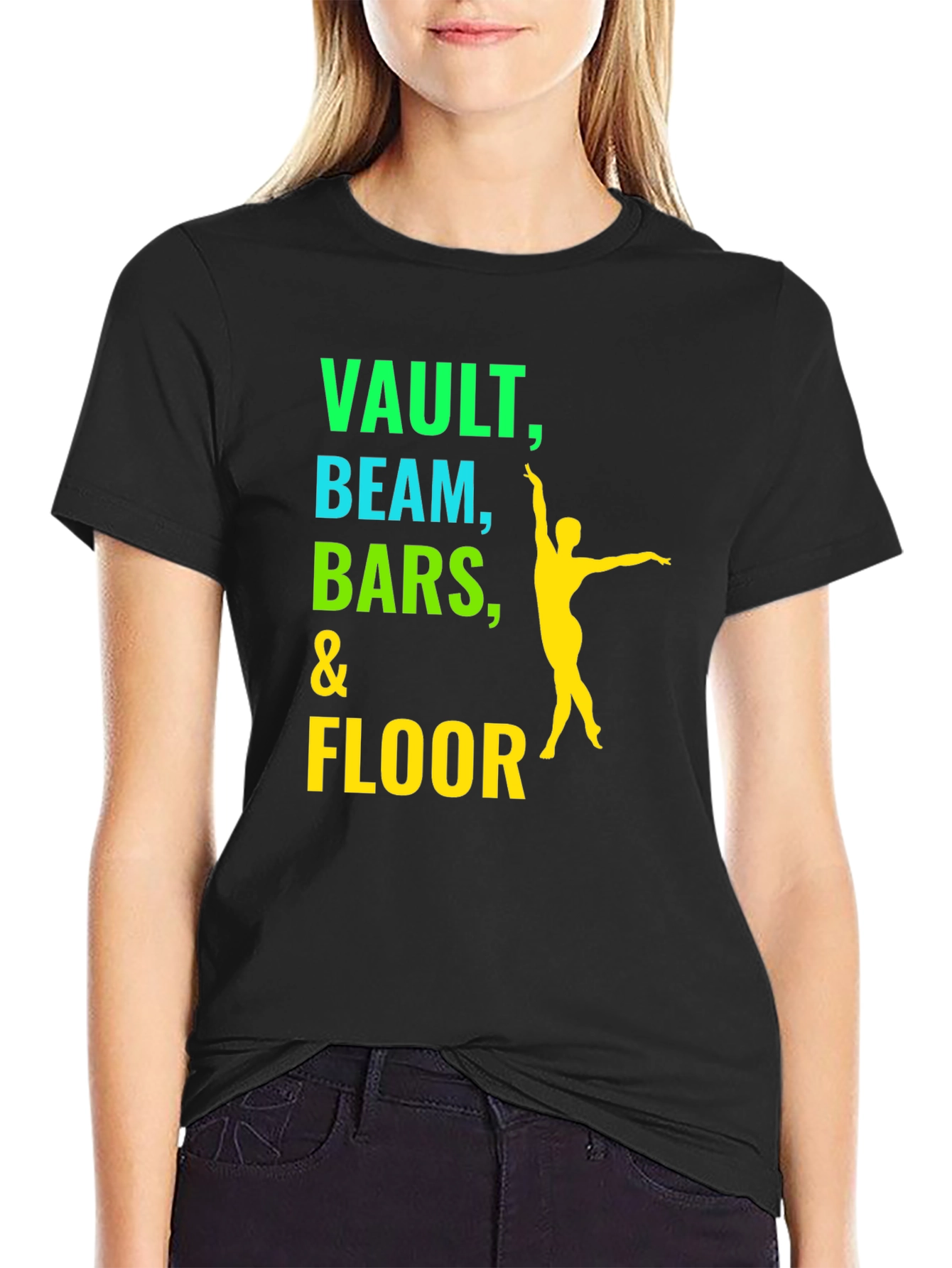 Gymnastics T-Shirt: Vault Beam Bars & Floor
