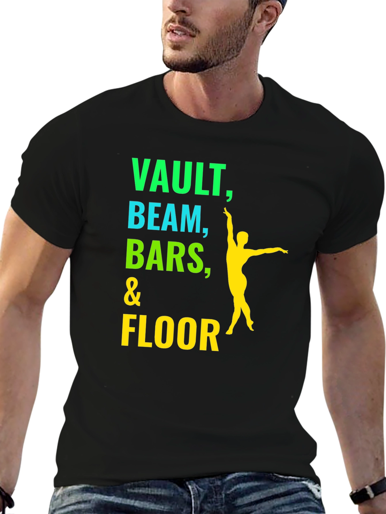 Gymnastics T-Shirt: Vault Beam Bars & Floor
