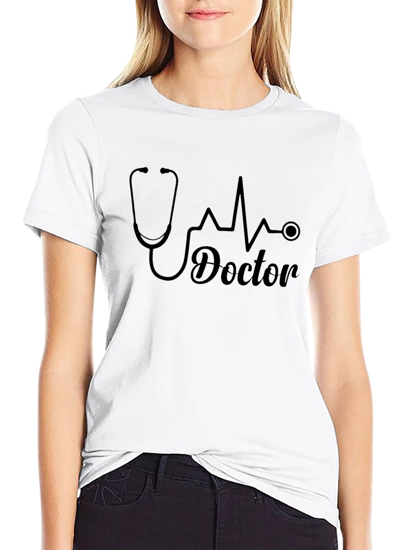 Doctor Stethoscope Heartbeat Graphic T-Shirt