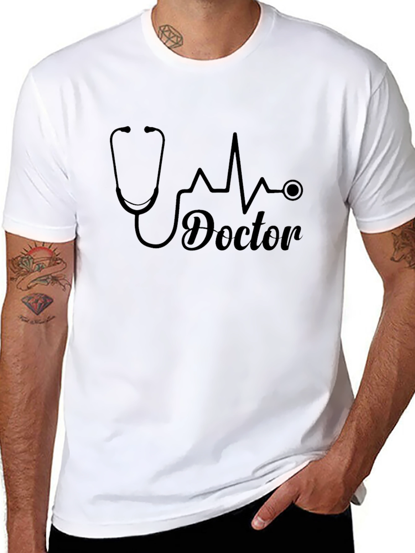Doctor Stethoscope Heartbeat Graphic T-Shirt