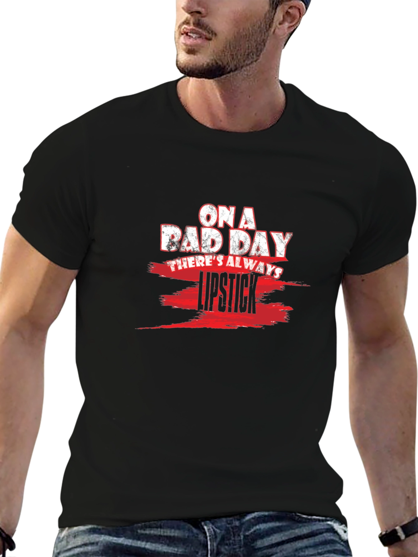 On a Bad Day Lipstick Graphic T-Shirt