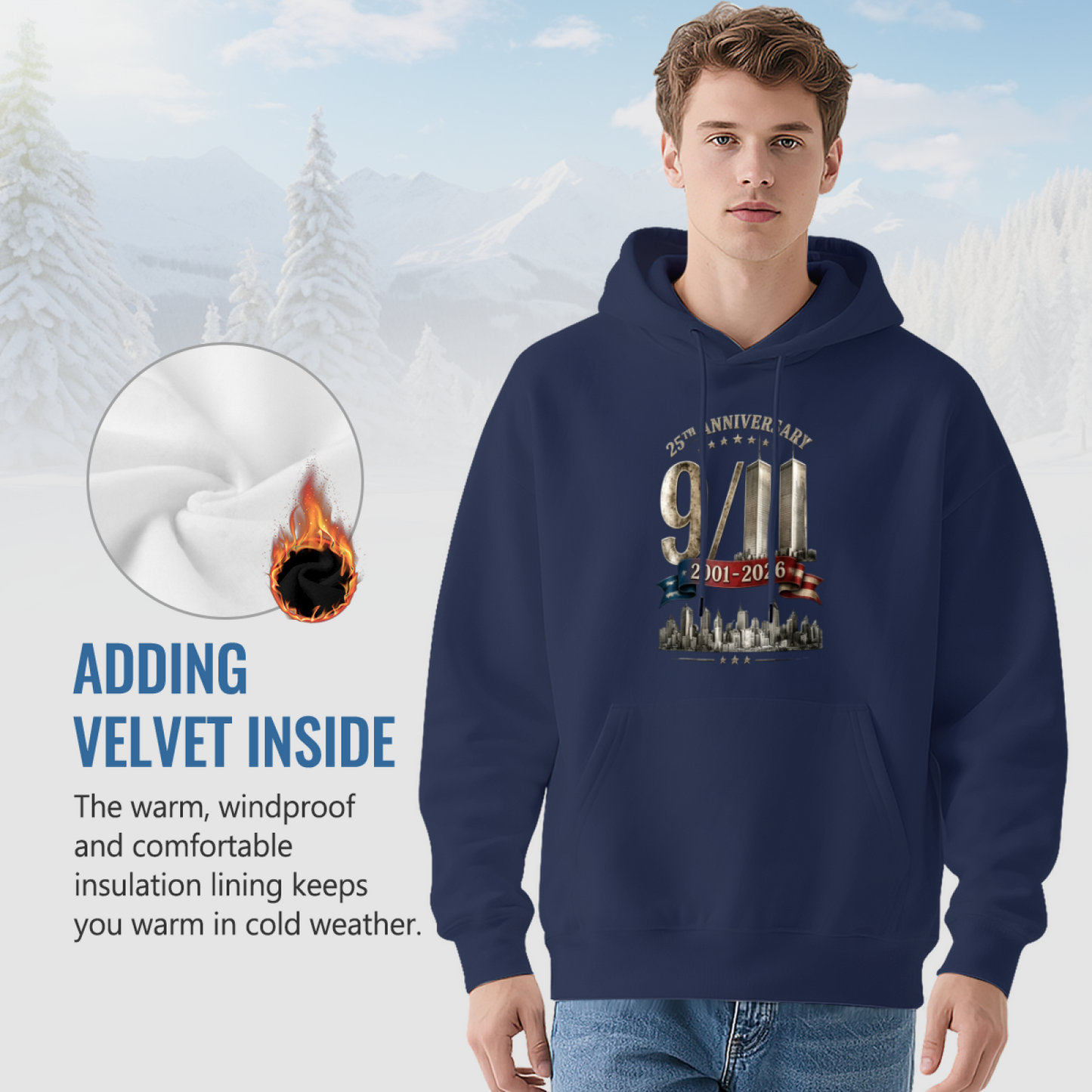 25th Anniversary 9/11 2001?2026 City Skyline Memorial Pullover Hoodie