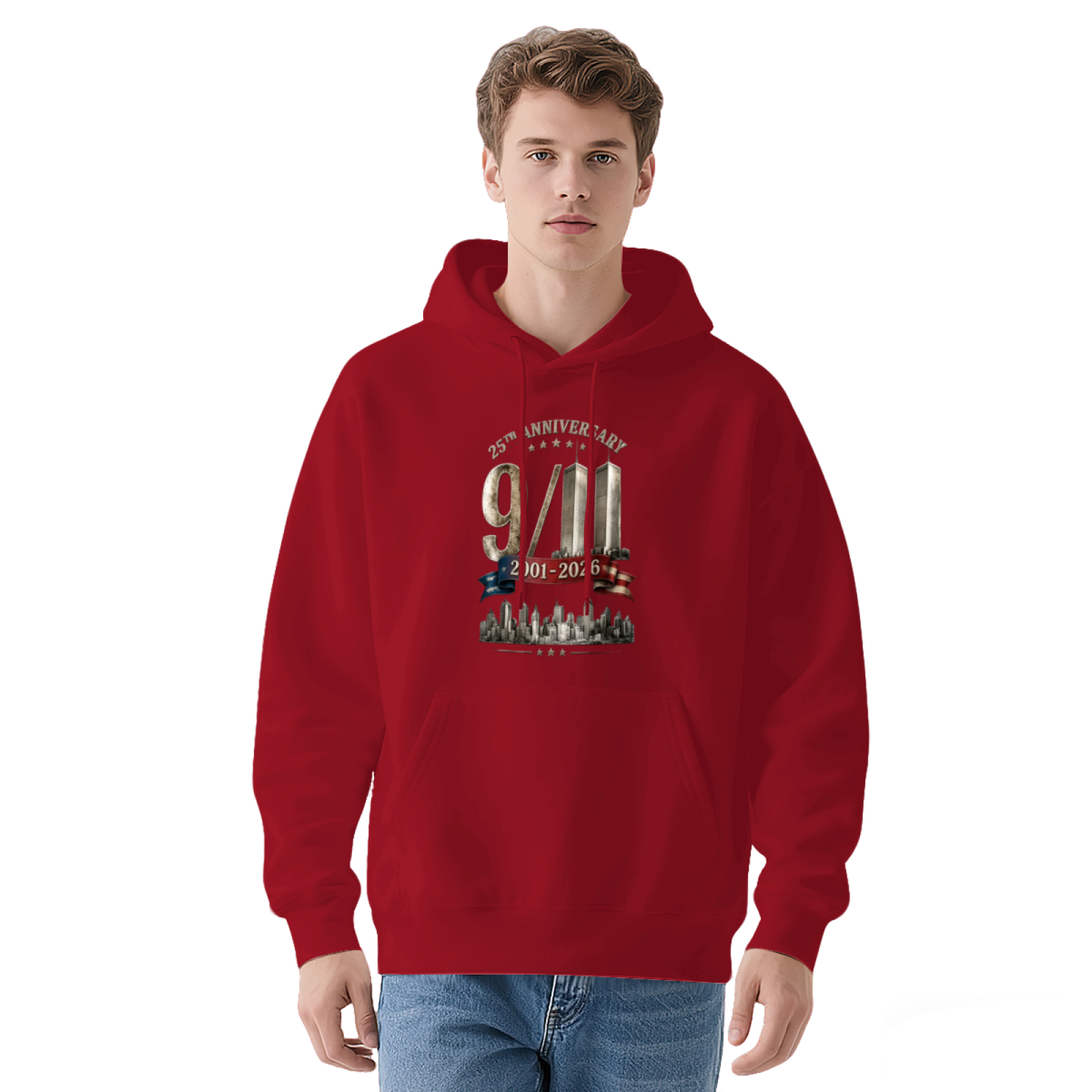 25th Anniversary 9/11 2001?2026 City Skyline Memorial Pullover Hoodie