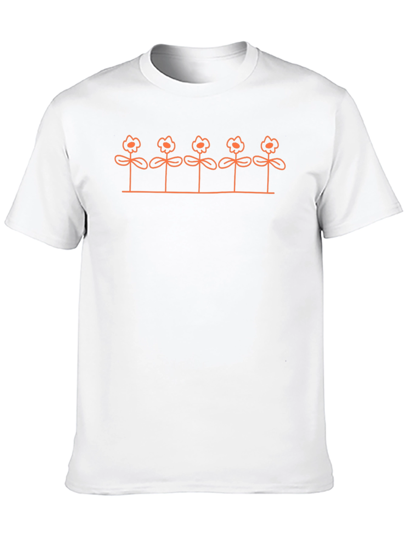 Mens Black Tee with Orange Flower Graphic