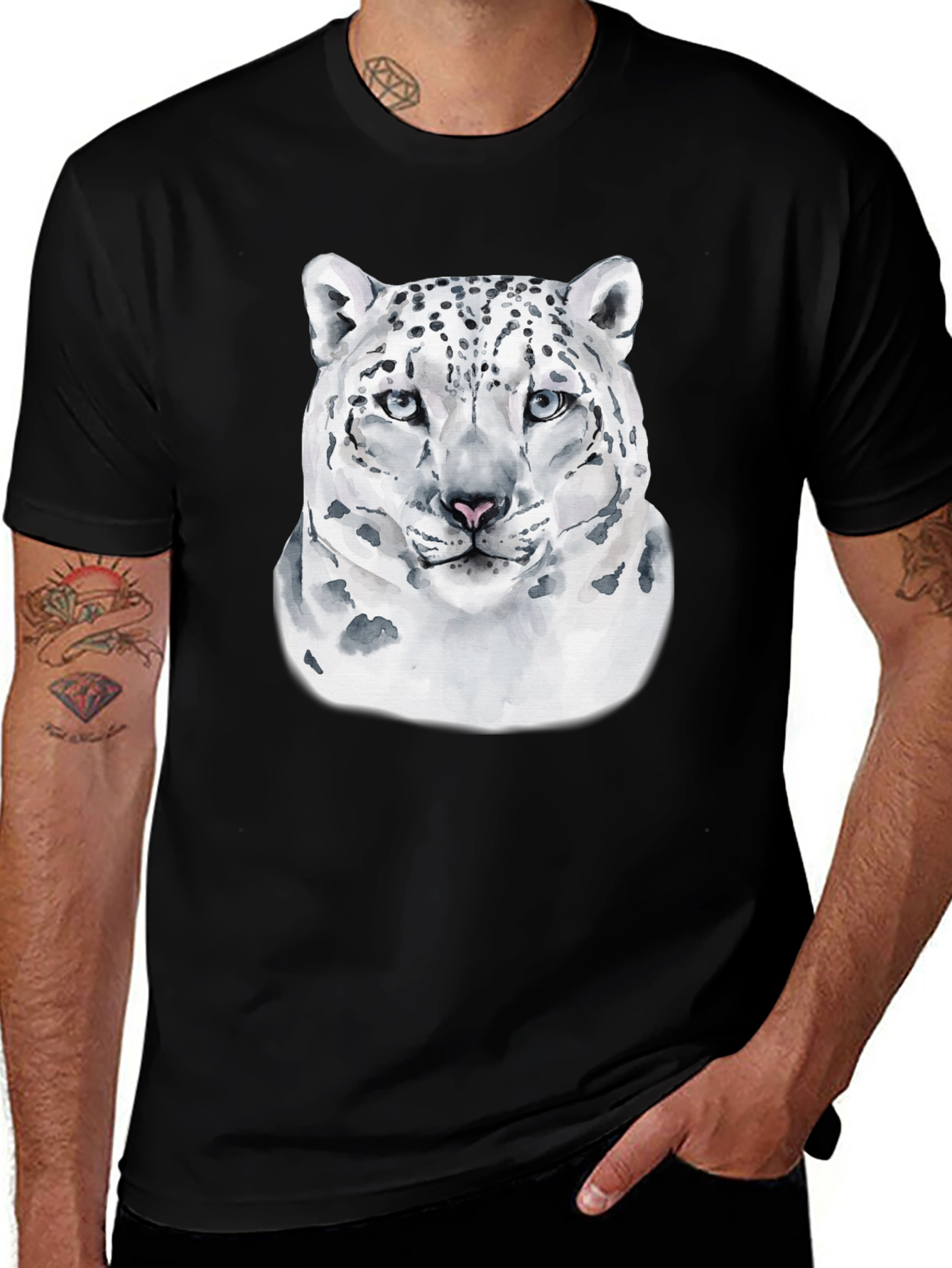 Snow Leopard Graphic T-Shirt - Cool Cat Design