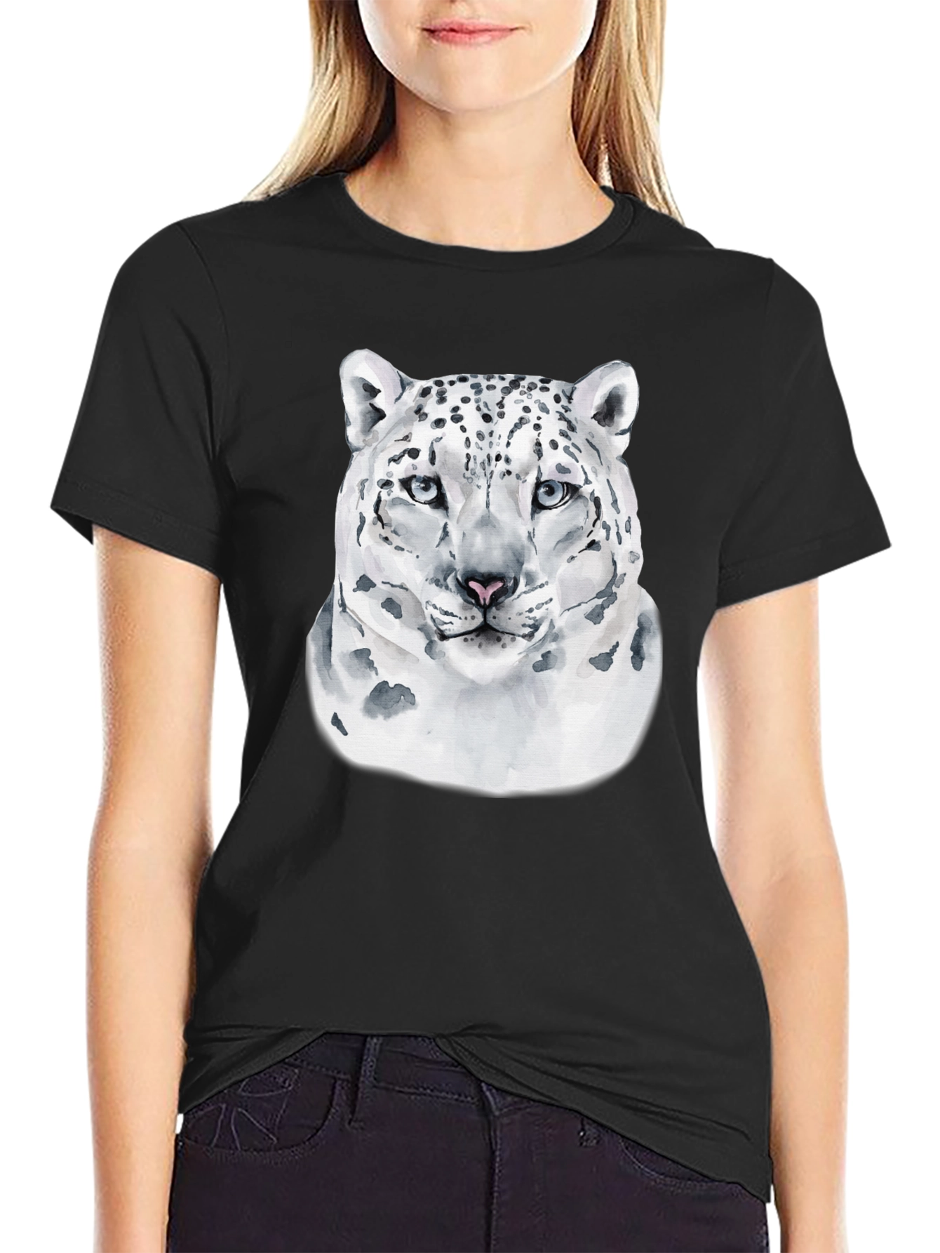 Snow Leopard Graphic T-Shirt - Cool Cat Design