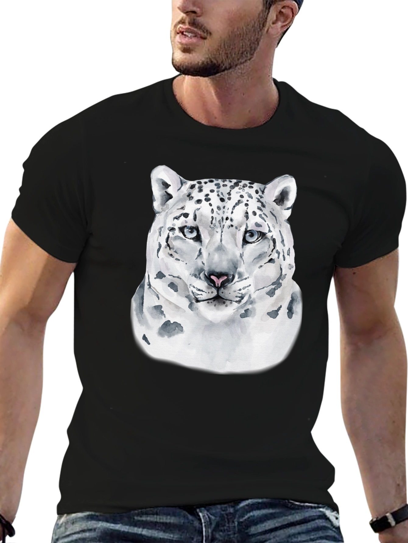 Snow Leopard Graphic T-Shirt - Cool Cat Design
