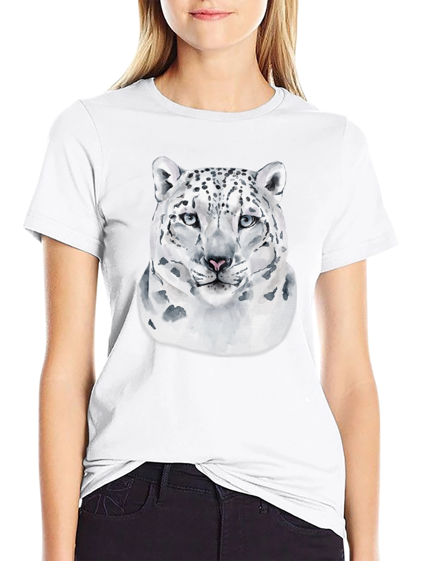 Snow Leopard Graphic T-Shirt - Cool Cat Design