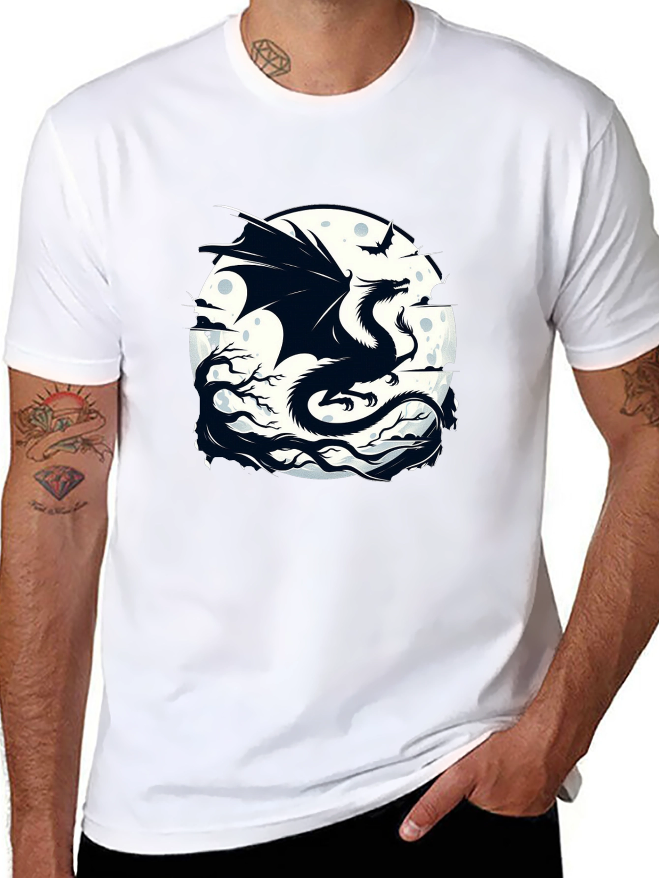 Dragon Moon Graphic Tee - Black