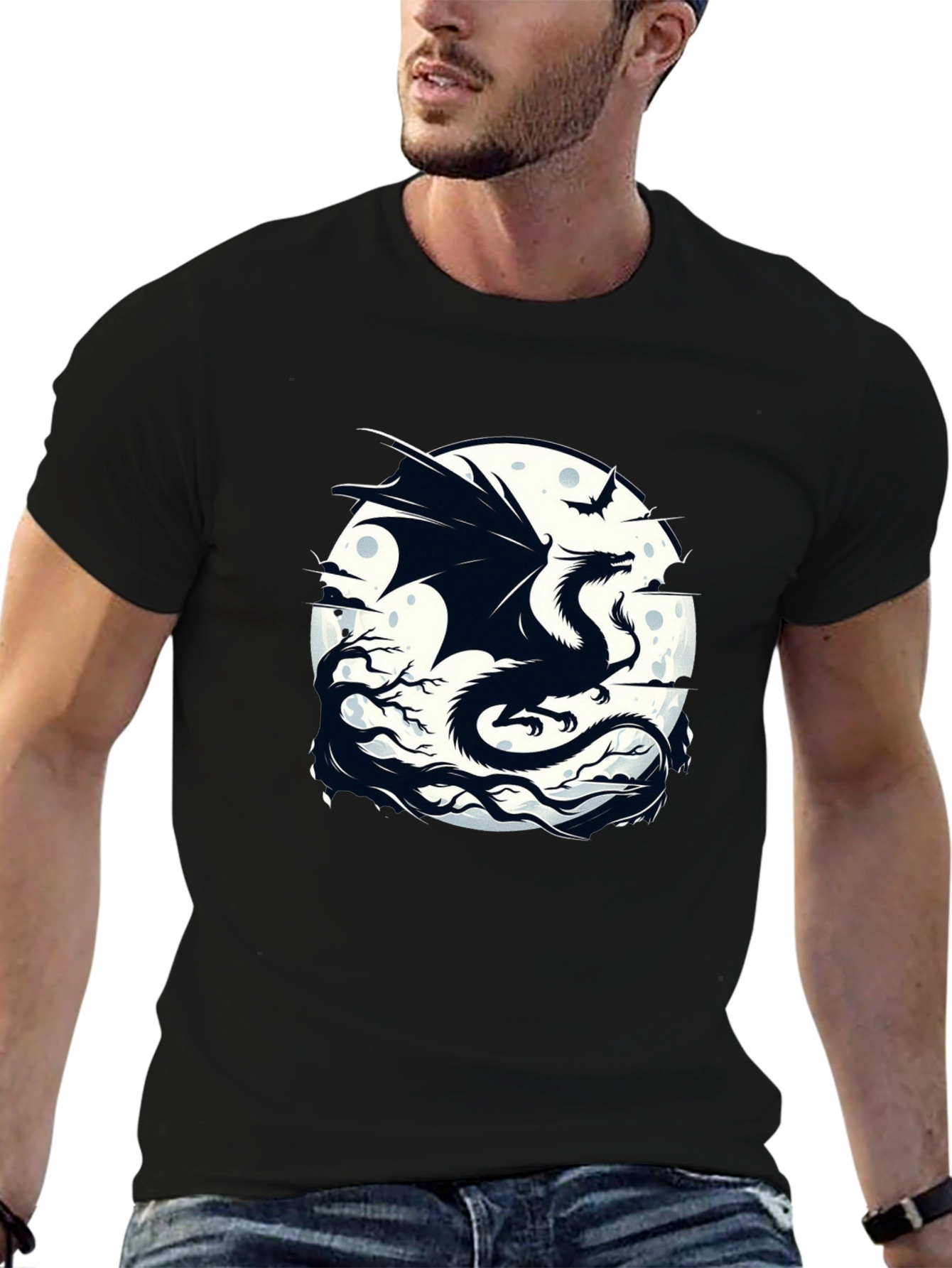 Dragon Moon Graphic Tee - Black