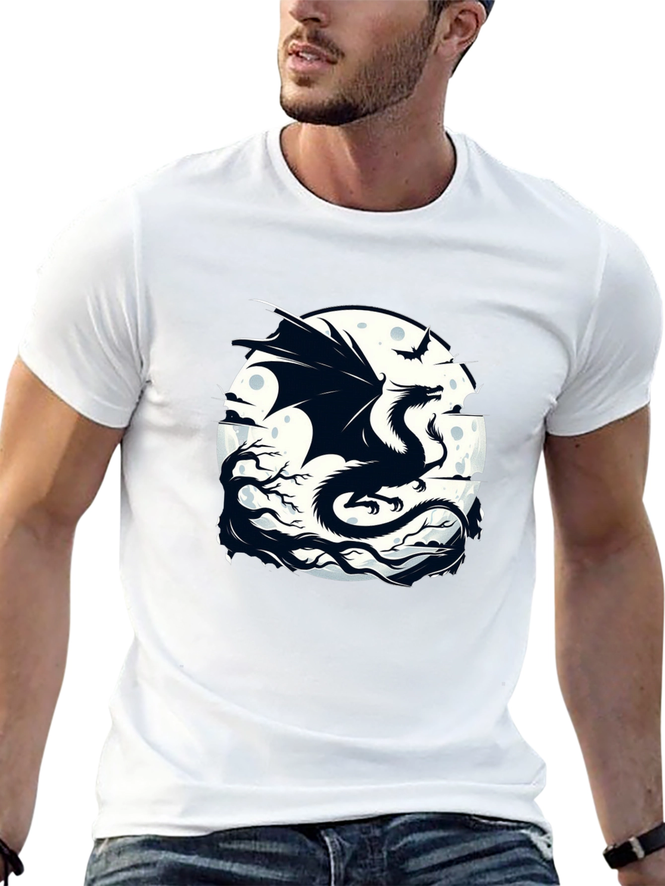 Dragon Moon Graphic Tee - Black