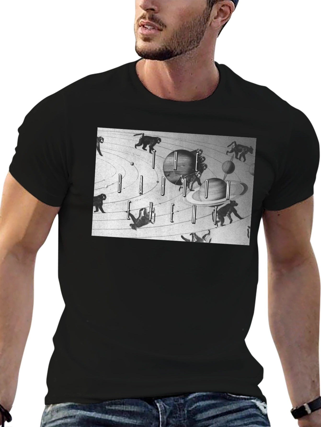 Cosmic Monkey Graphic Tee - Black