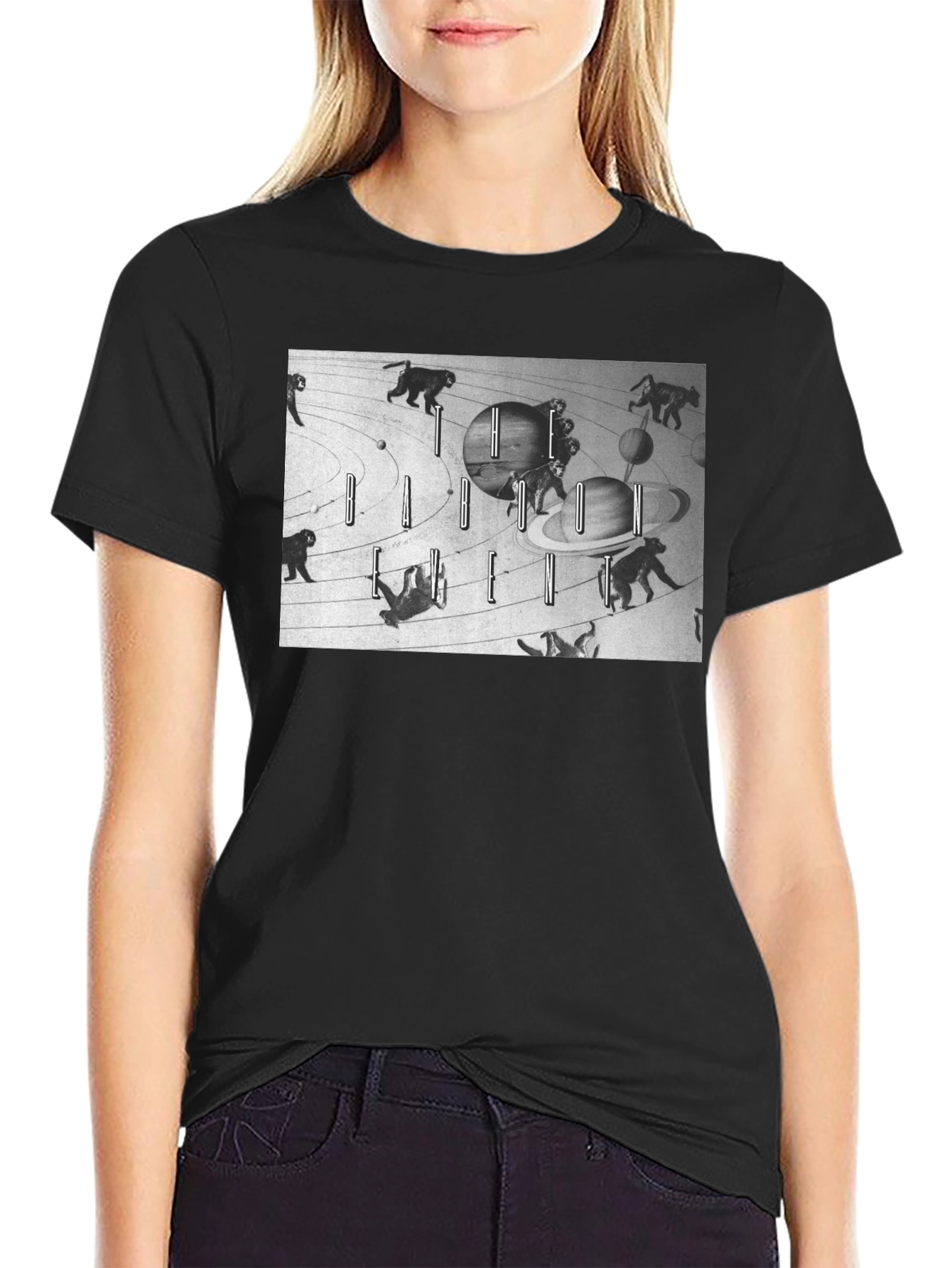 Cosmic Monkey Graphic Tee - Black