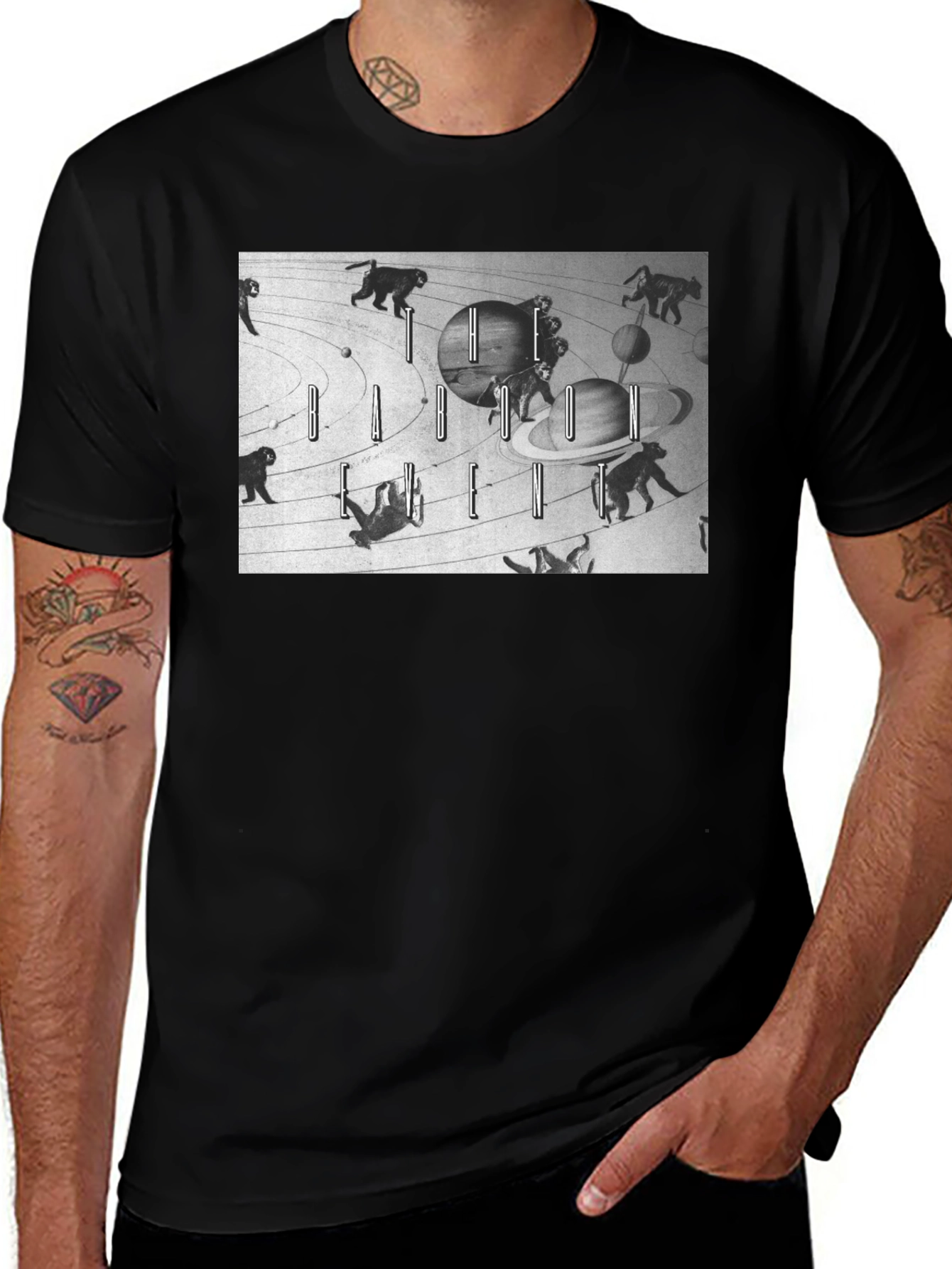 Cosmic Monkey Graphic Tee - Black