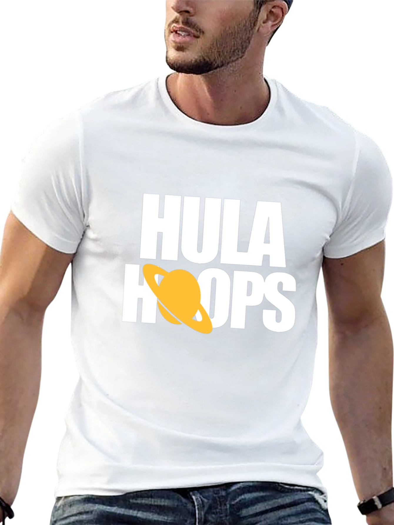 Hula Hoops Graphic Tee - Stylish Black Cotton T-Shirt