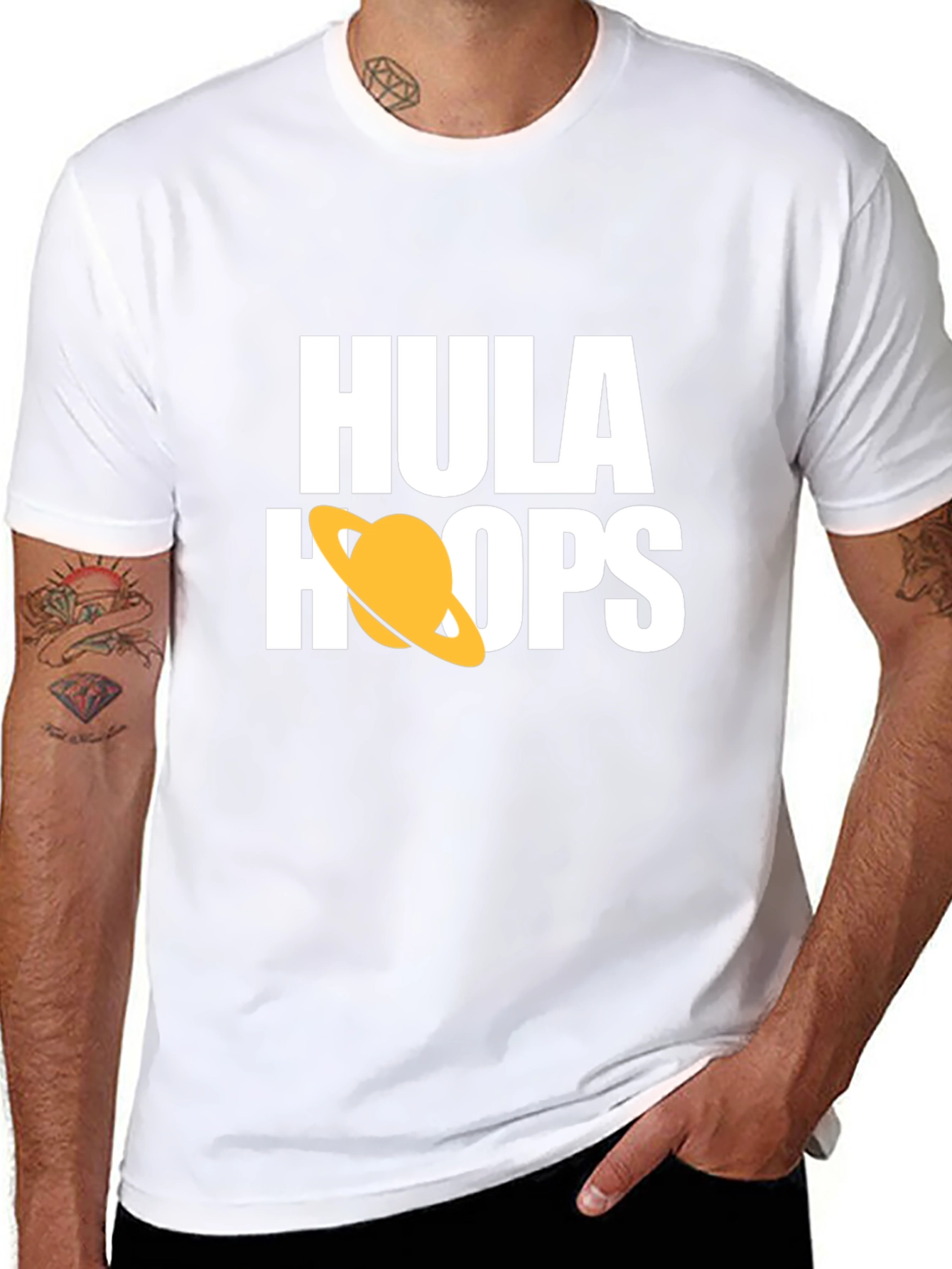 Hula Hoops Graphic Tee - Stylish Black Cotton T-Shirt