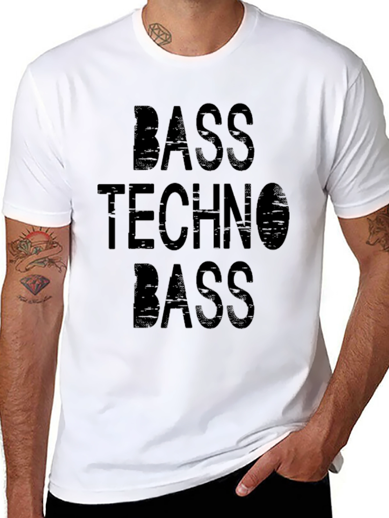 Bass Techno Bass Graphic Tee - Black Cotton T-Shirt