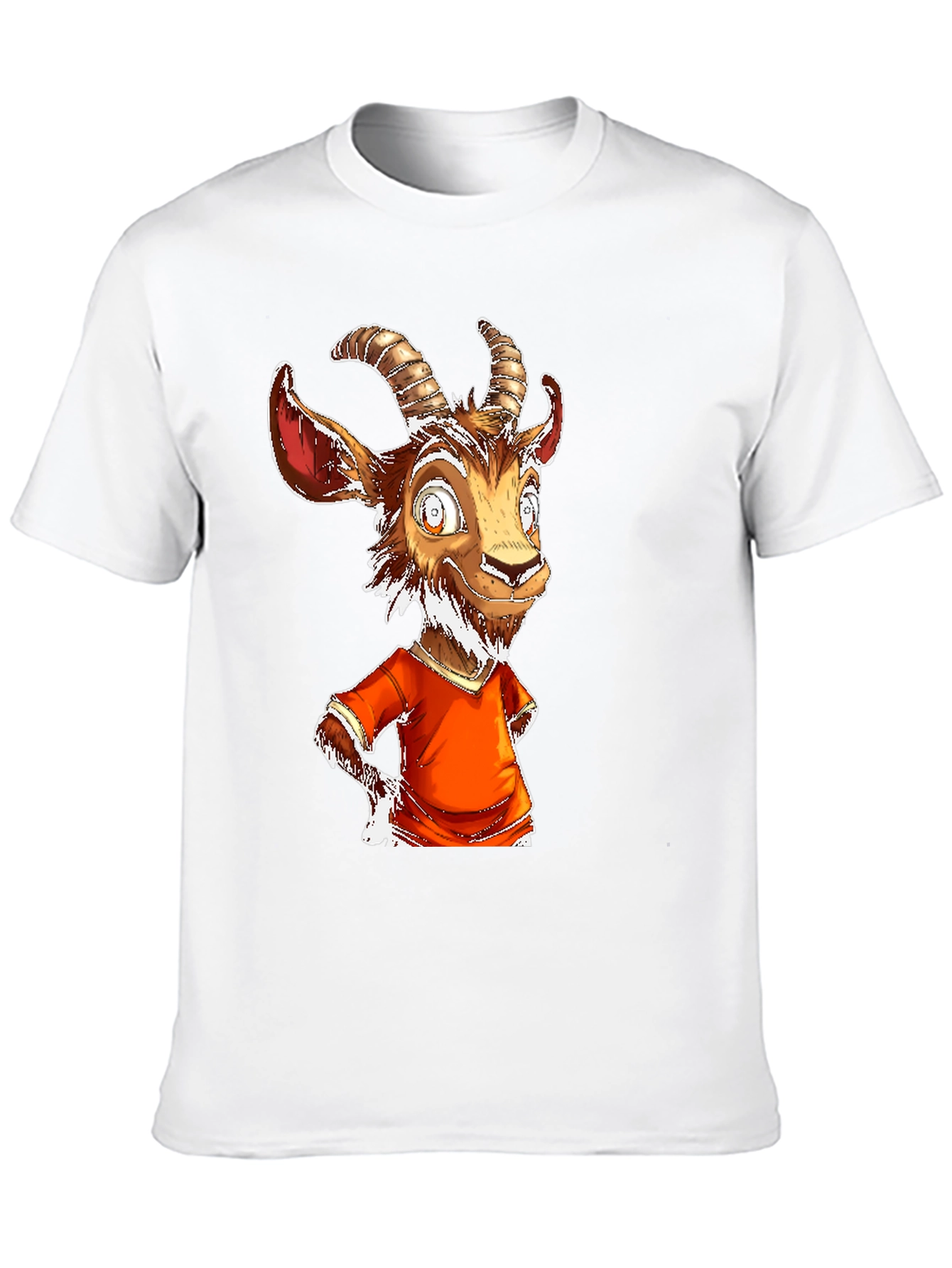 Goat Cartoon Graphic Tee - Black
