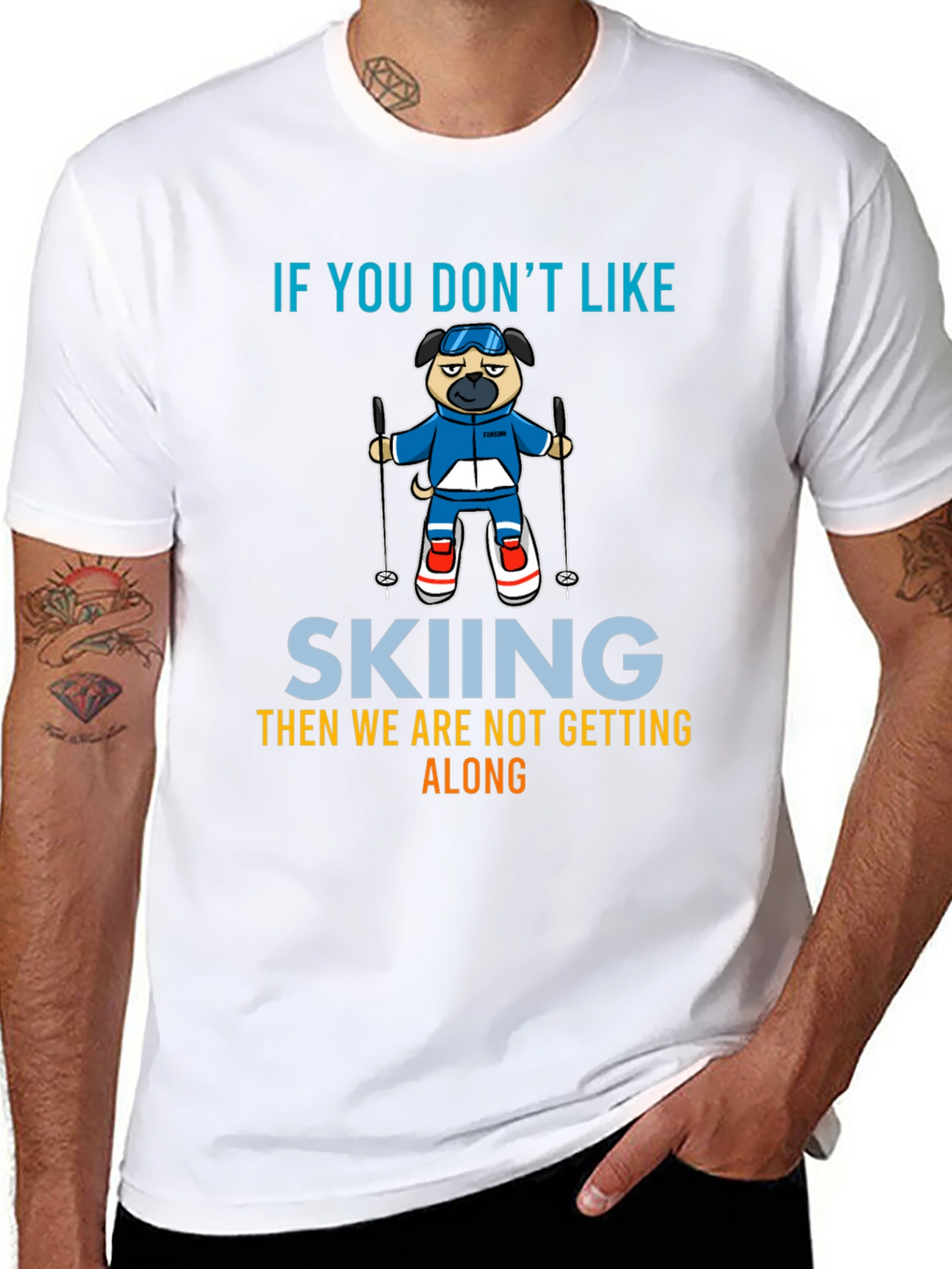 Skiing Pug Graphic Tee