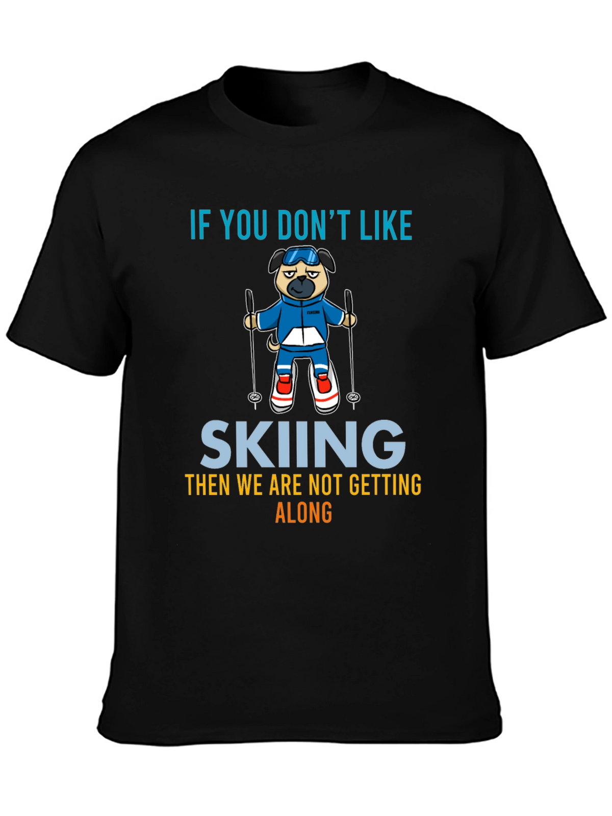 Skiing Pug Graphic Tee