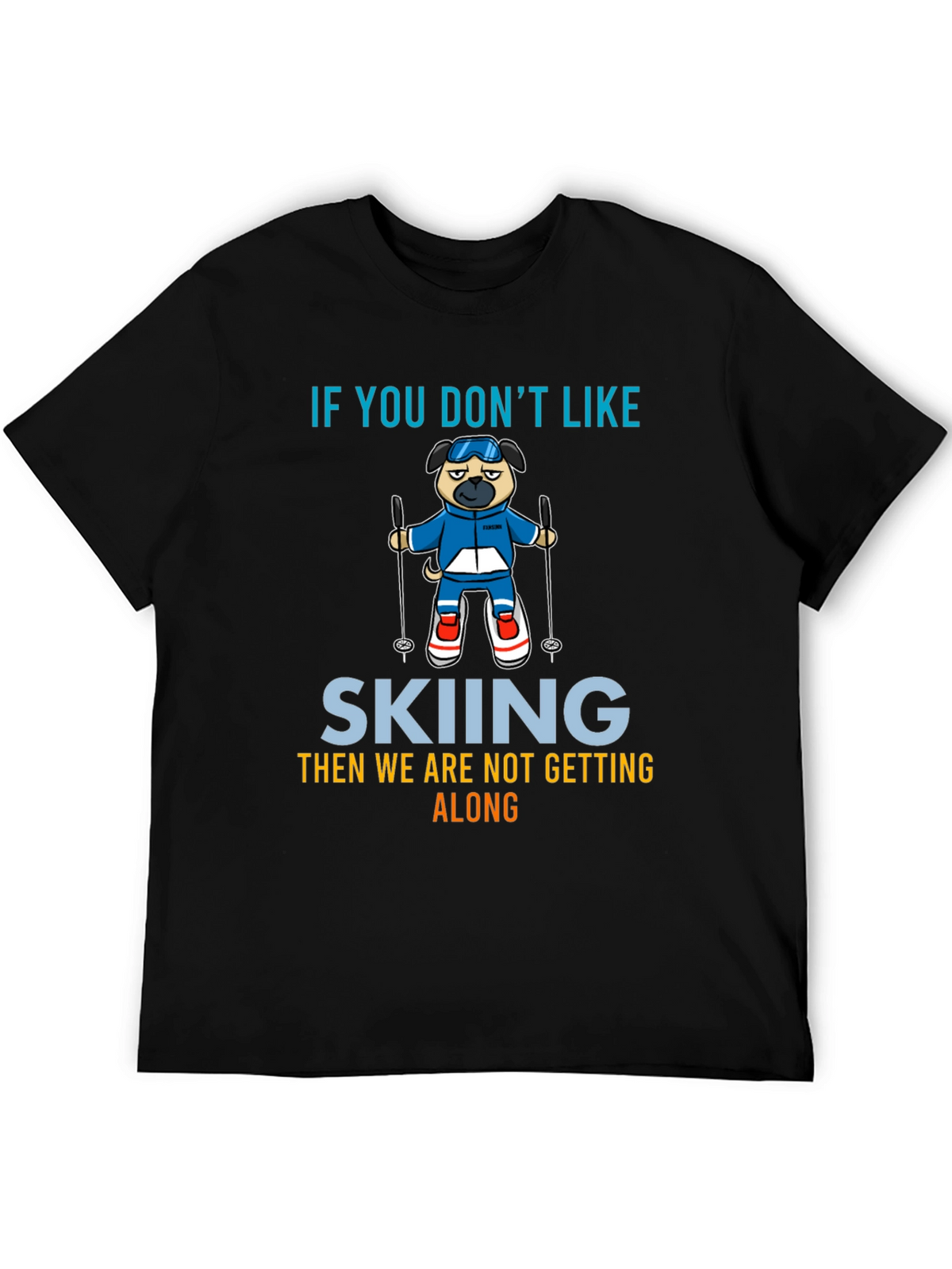 Skiing Pug Graphic Tee
