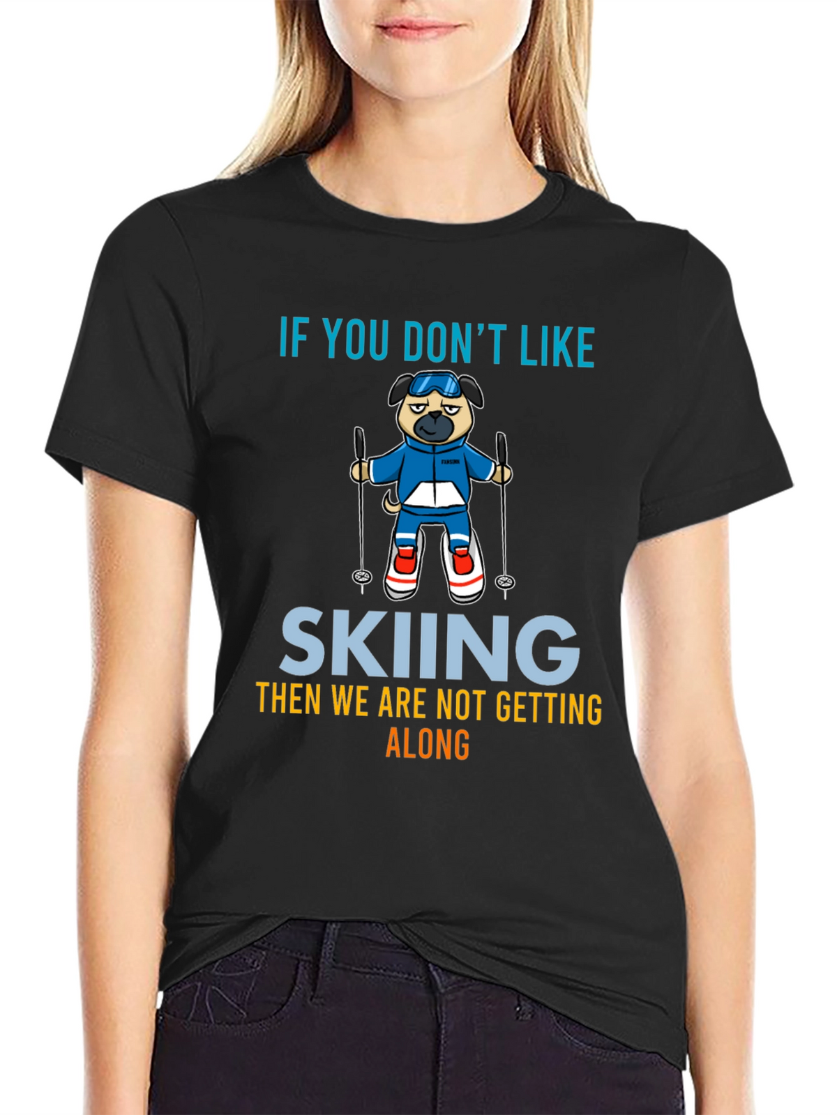 Skiing Pug Graphic Tee