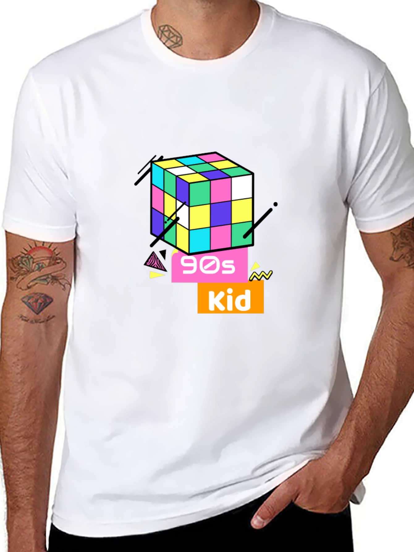 90s Kid Rubiks Cube Graphic Tee - Retro Style