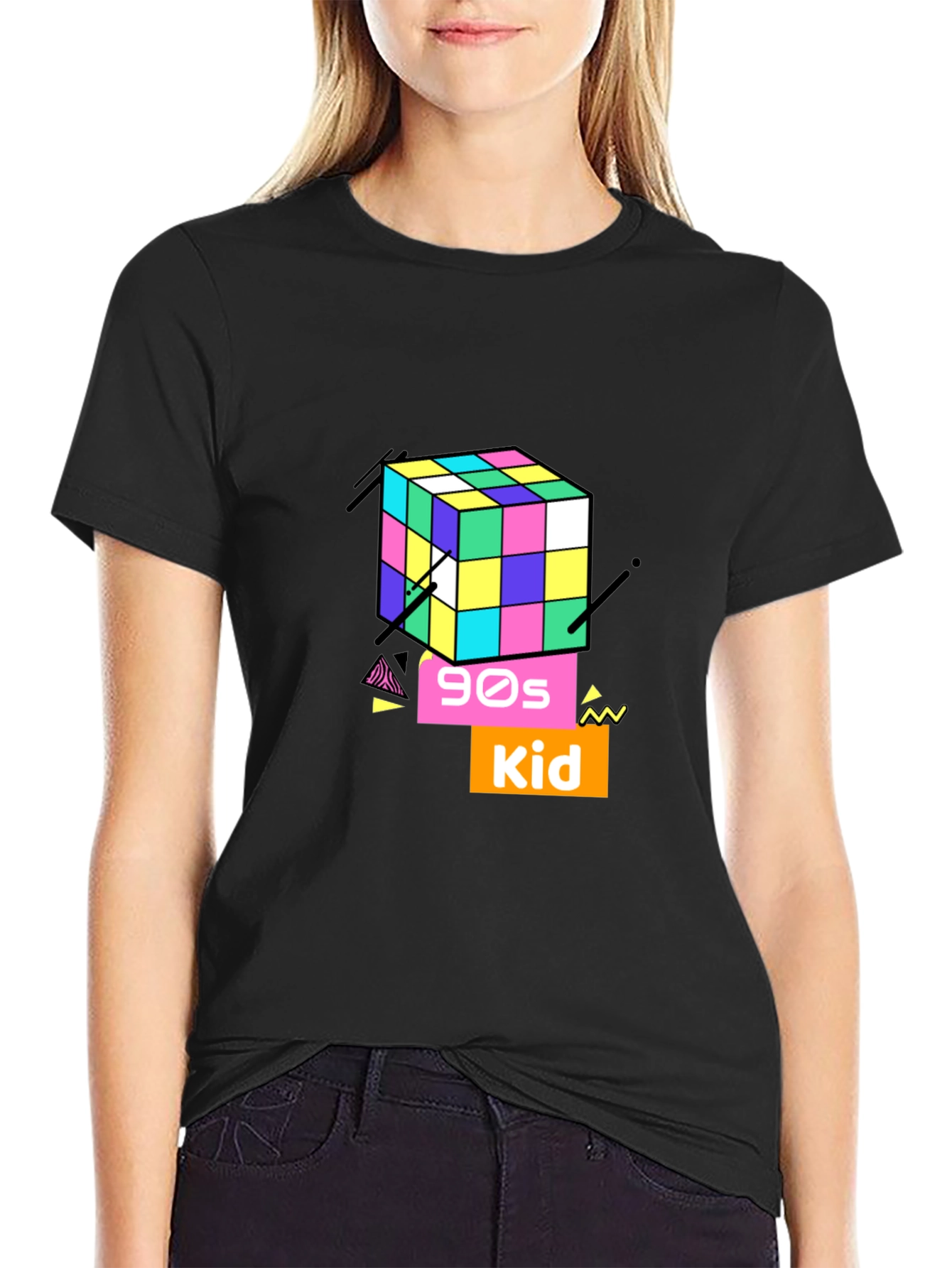90s Kid Rubiks Cube Graphic Tee - Retro Style