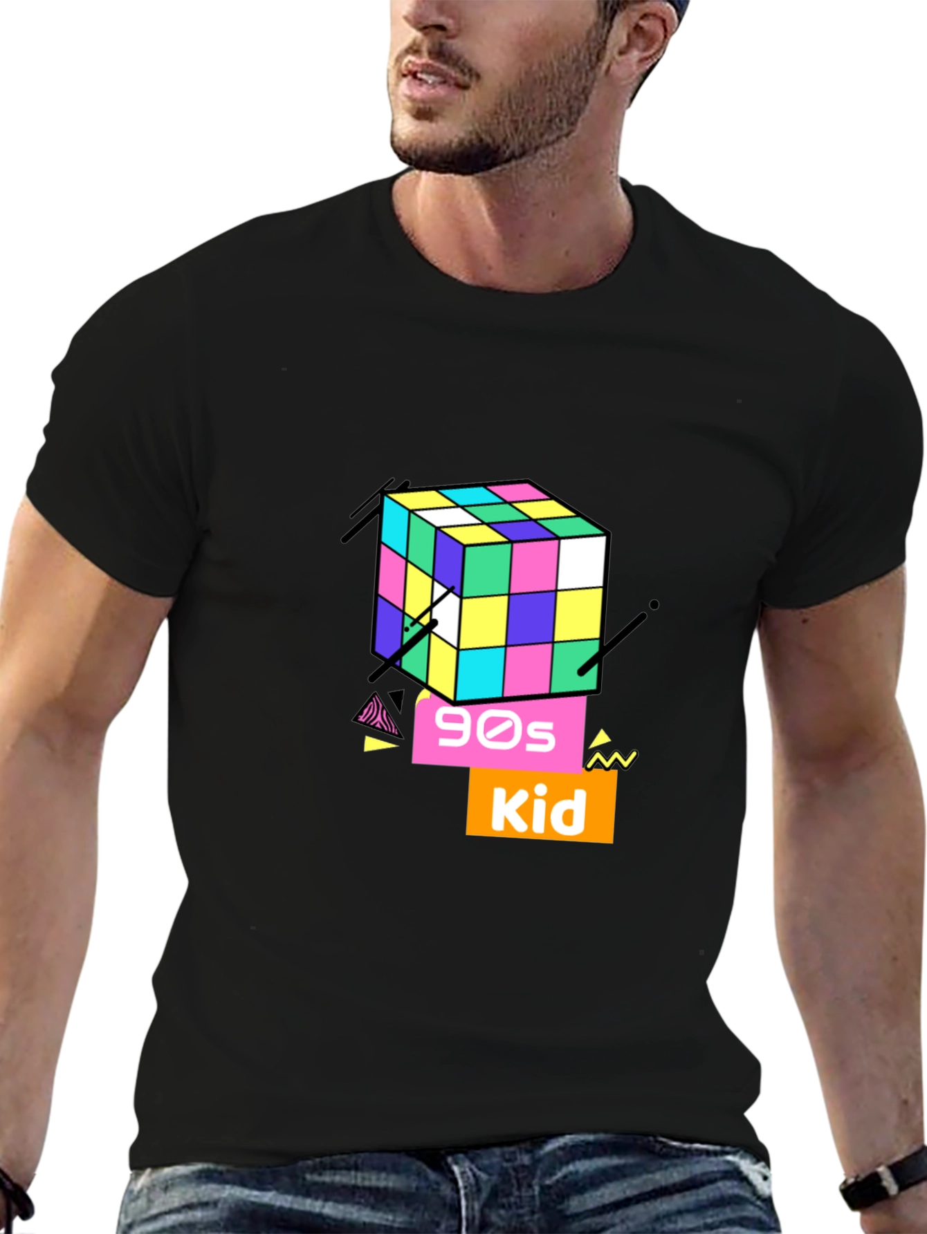 90s Kid Rubiks Cube Graphic Tee - Retro Style