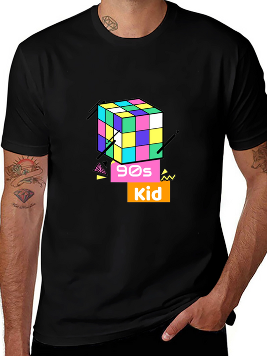 90s Kid Rubiks Cube Graphic Tee - Retro Style