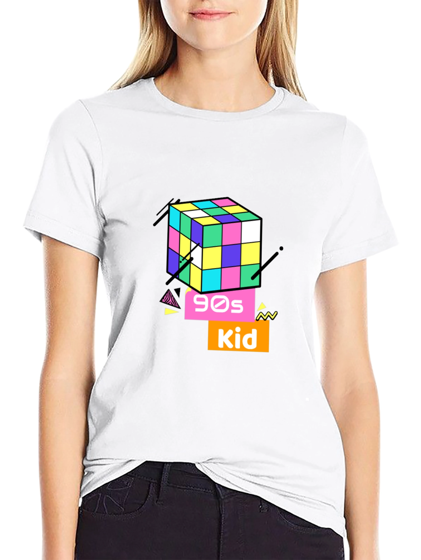 90s Kid Rubiks Cube Graphic Tee - Retro Style