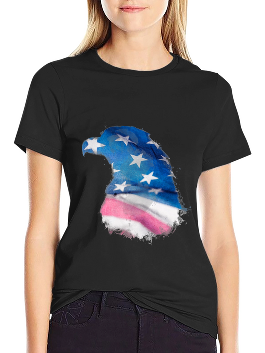 Patriotic Eagle Graphic Tee - USA Flag Design
