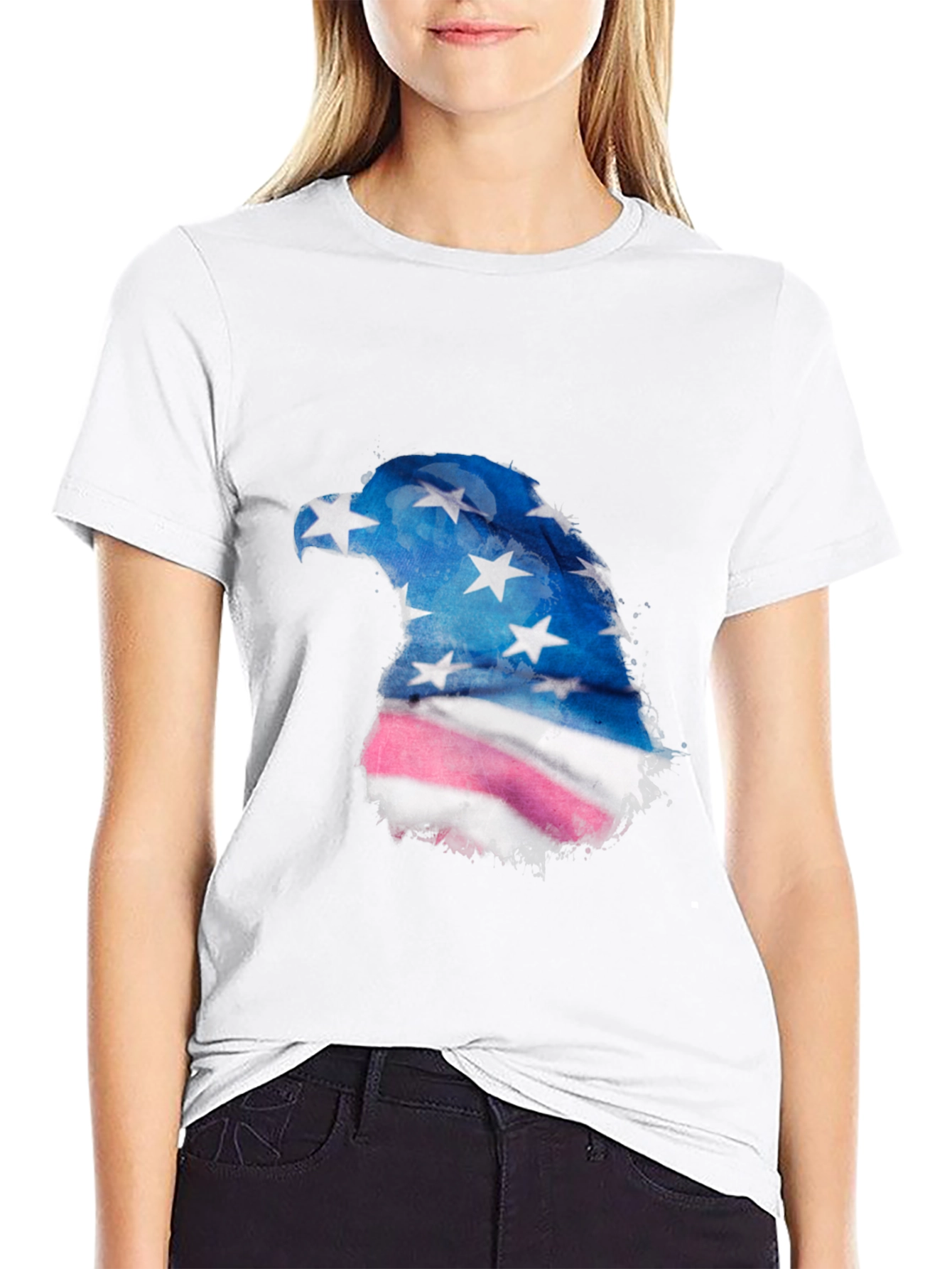 Patriotic Eagle Graphic Tee - USA Flag Design