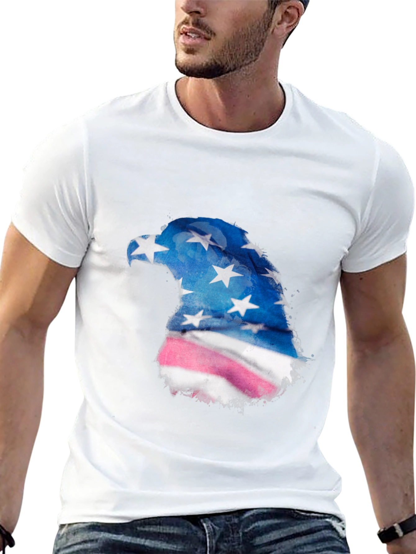 Patriotic Eagle Graphic Tee - USA Flag Design