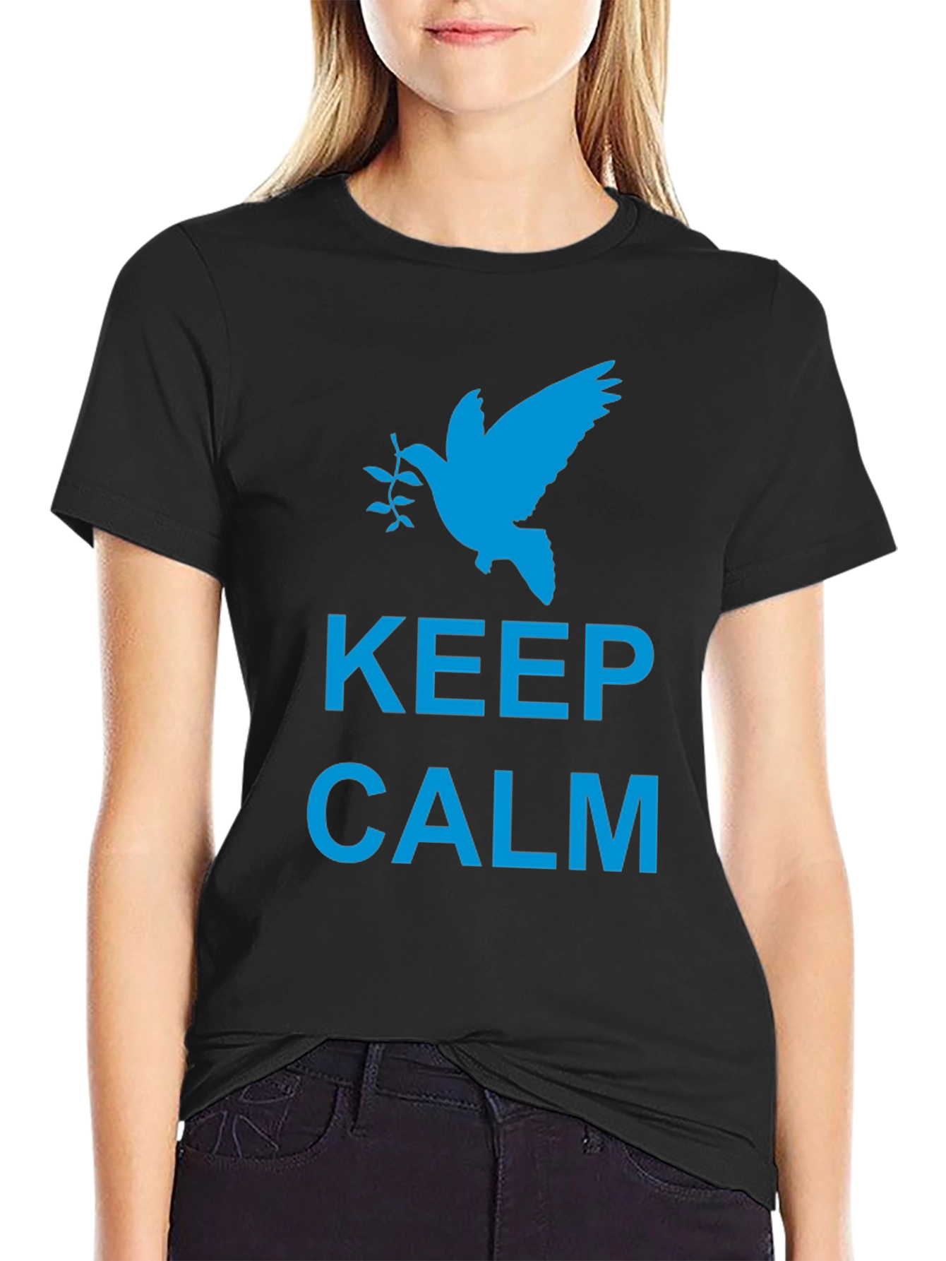 Keep Calm Peace Dove Graphic T-Shirt
