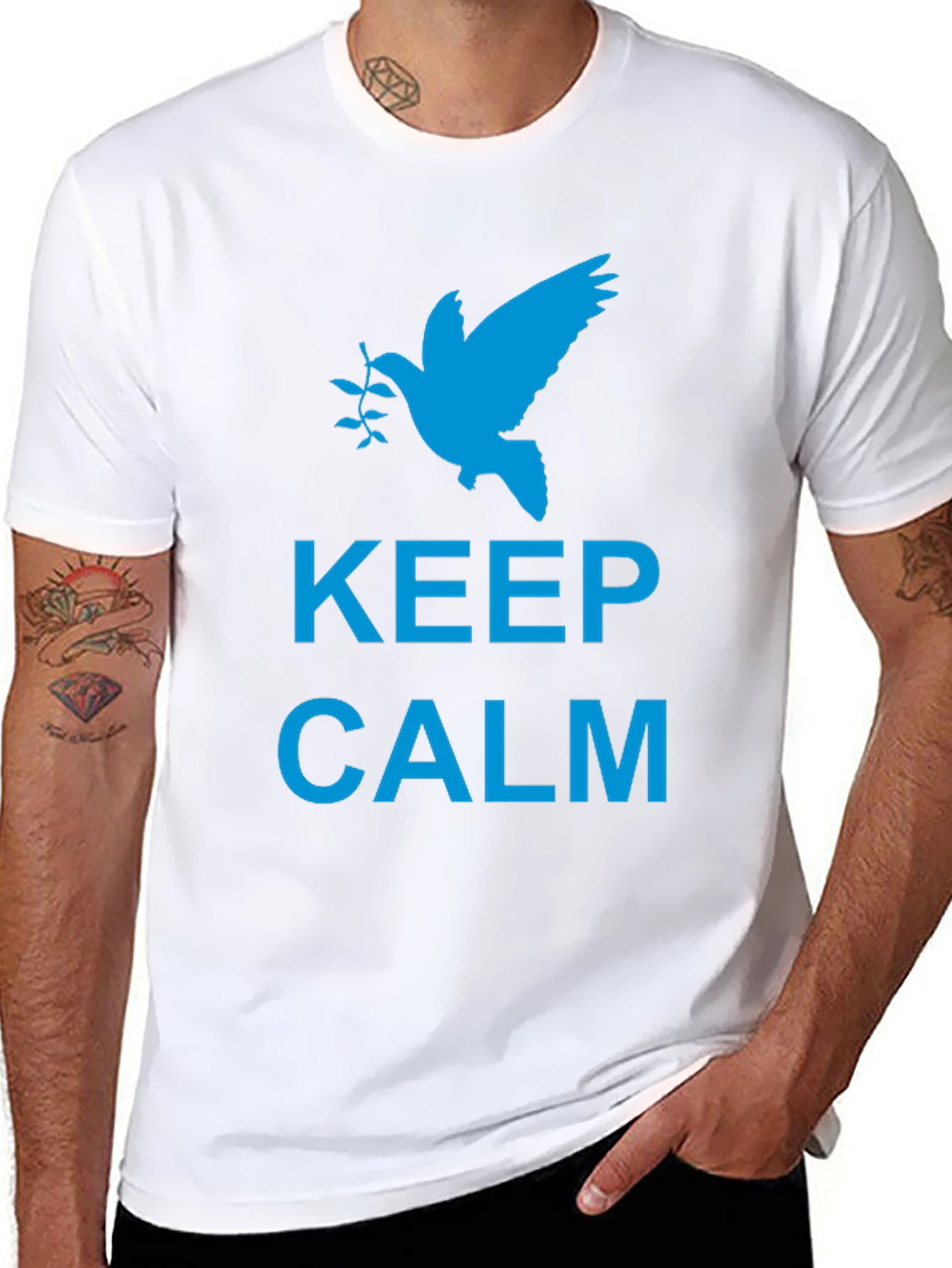 Keep Calm Peace Dove Graphic T-Shirt
