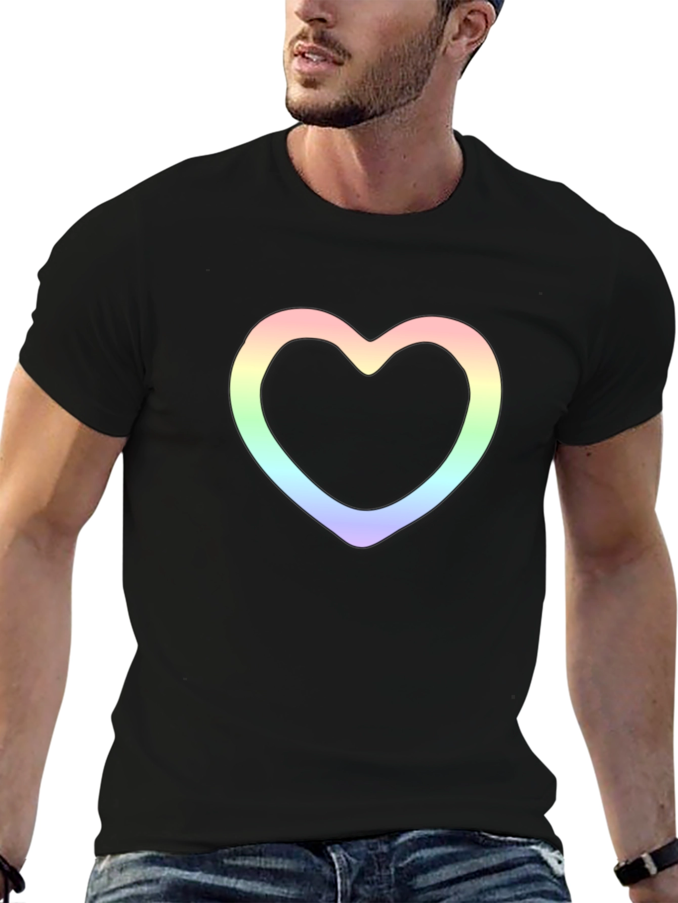 Heart Outline Graphic Tee - Stylish Black T-Shirt