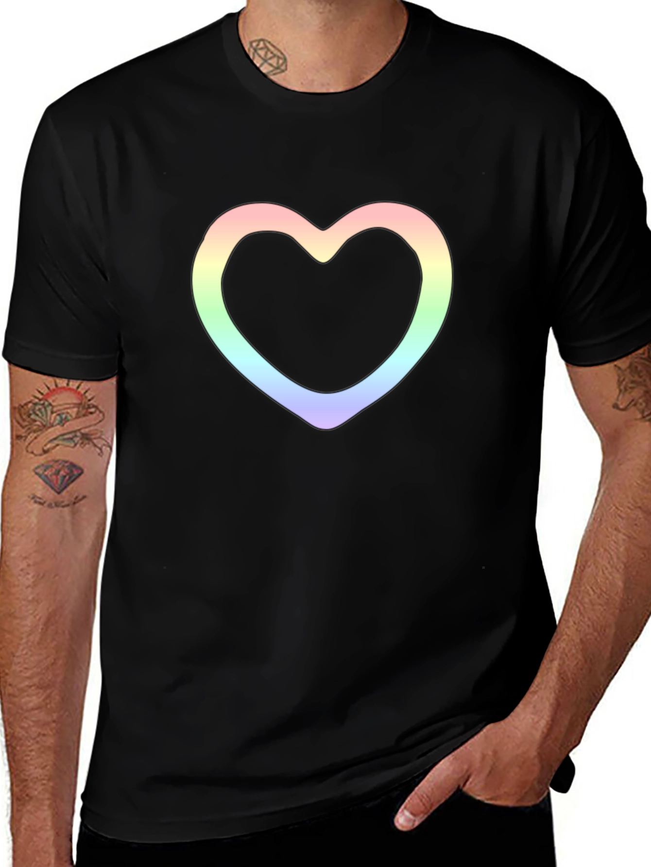 Heart Outline Graphic Tee - Stylish Black T-Shirt