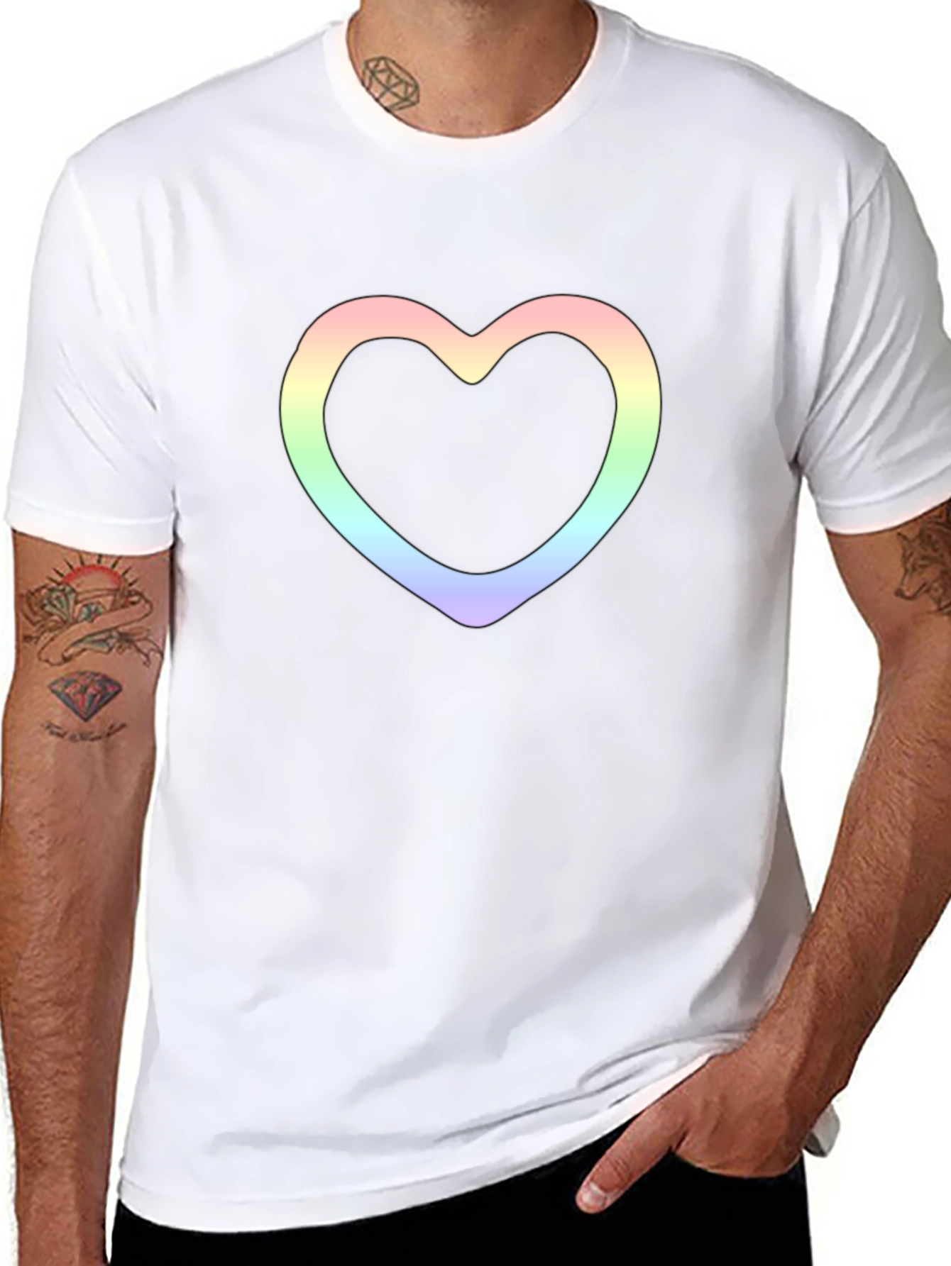 Heart Outline Graphic Tee - Stylish Black T-Shirt