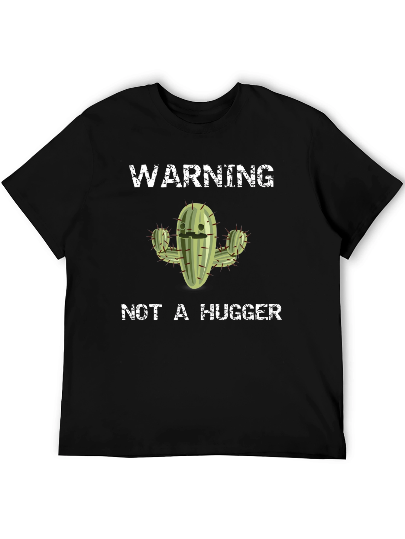 Warning Not A Hugger Cactus Graphic Tee - Black