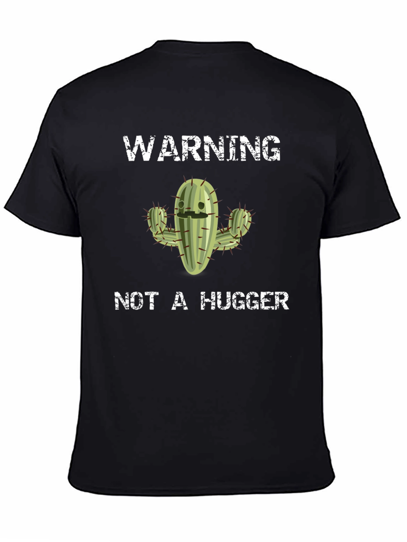 Warning Not A Hugger Cactus Graphic Tee - Black