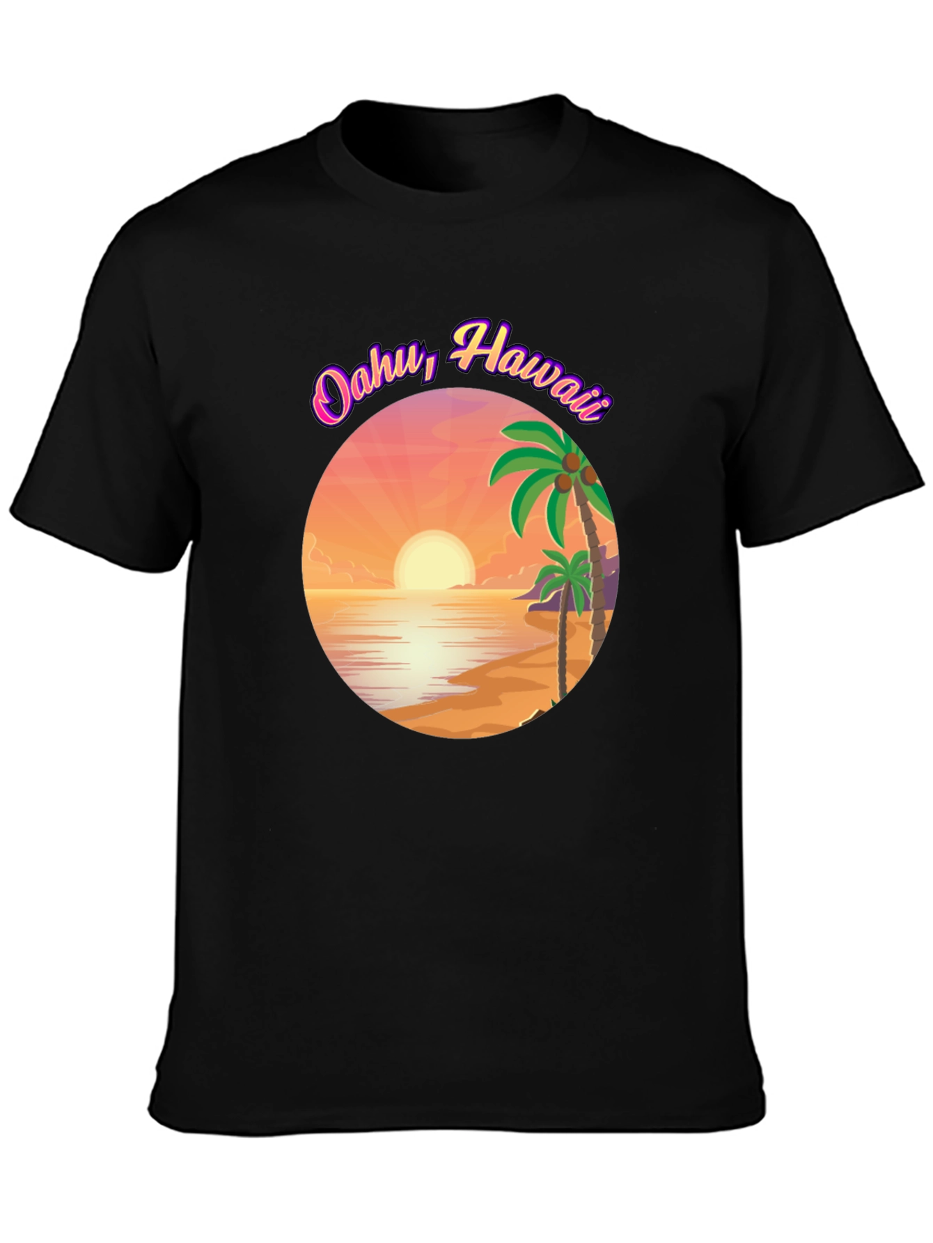 Oahu Hawaii Graphic T-Shirt - Island Sunset Design