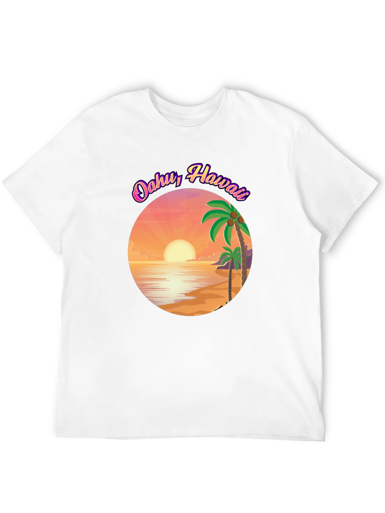 Oahu Hawaii Graphic T-Shirt - Island Sunset Design