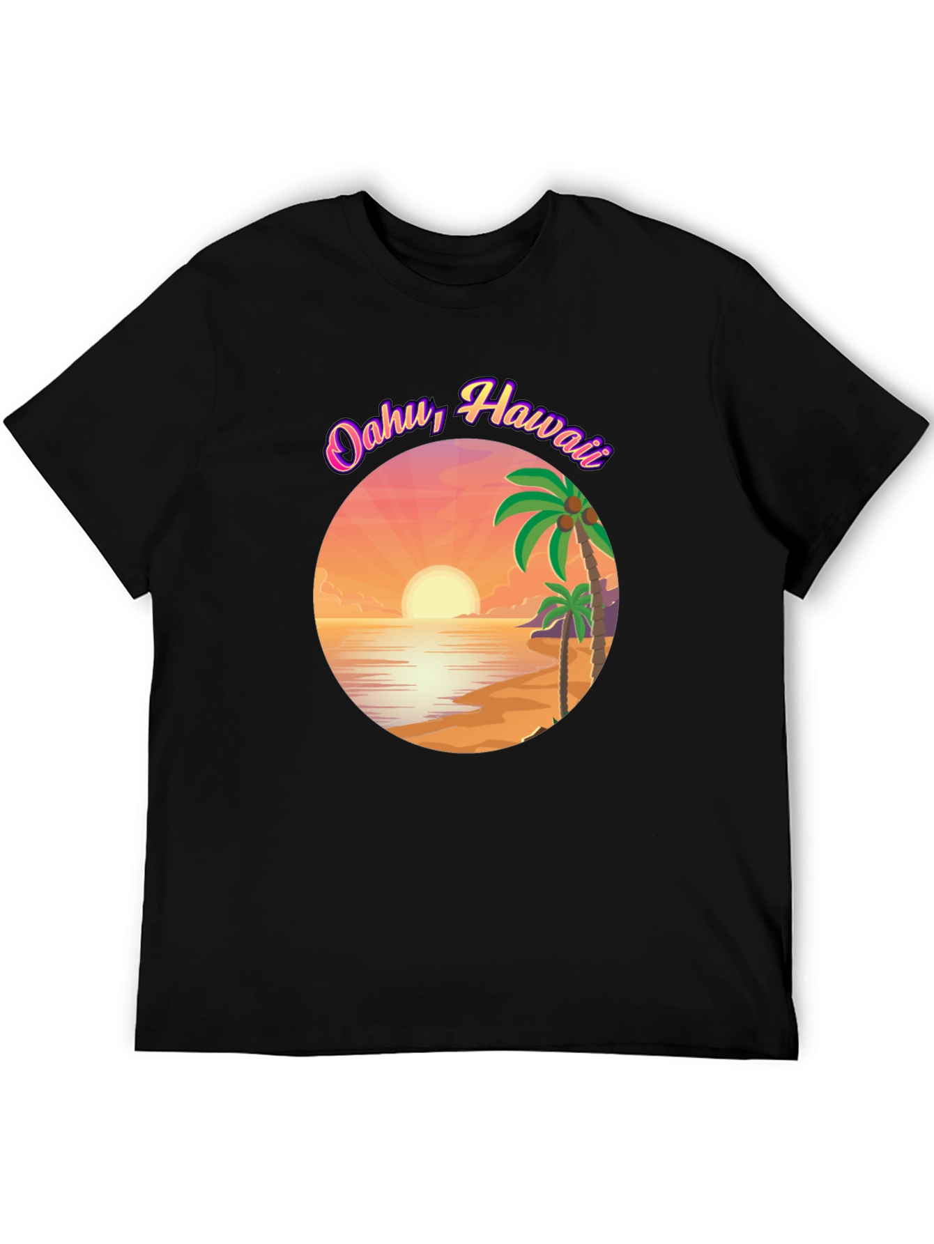 Oahu Hawaii Graphic T-Shirt - Island Sunset Design