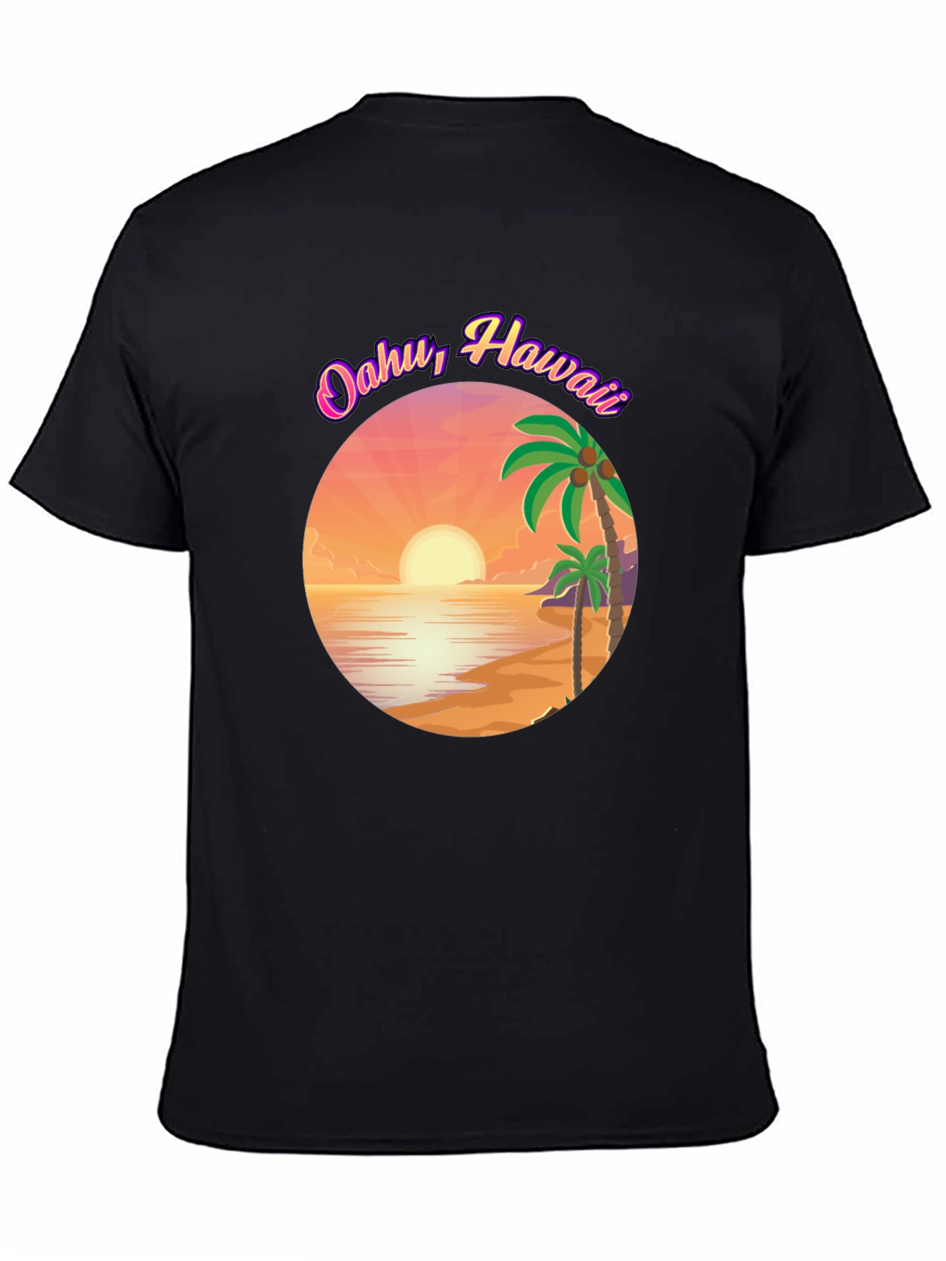 Oahu Hawaii Graphic T-Shirt - Island Sunset Design