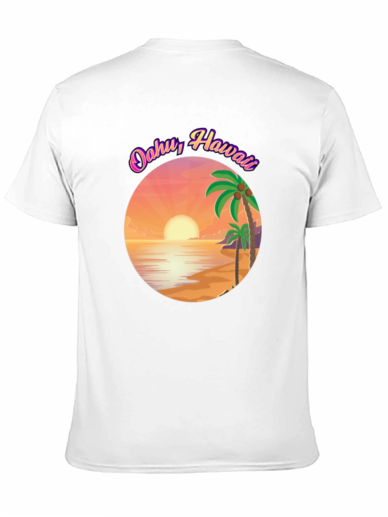 Oahu Hawaii Graphic T-Shirt - Island Sunset Design