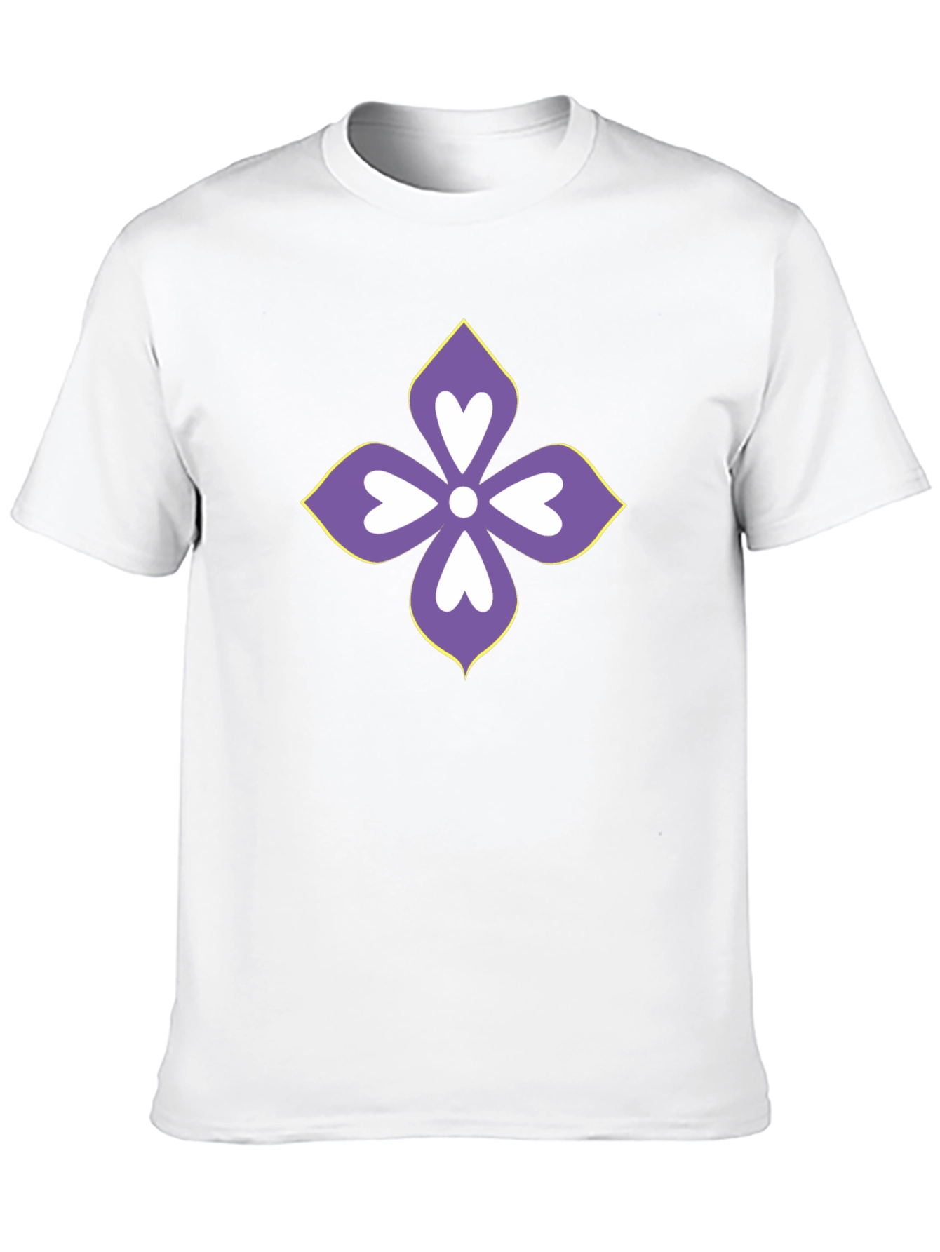Floral Heart Motif Black T-Shirt