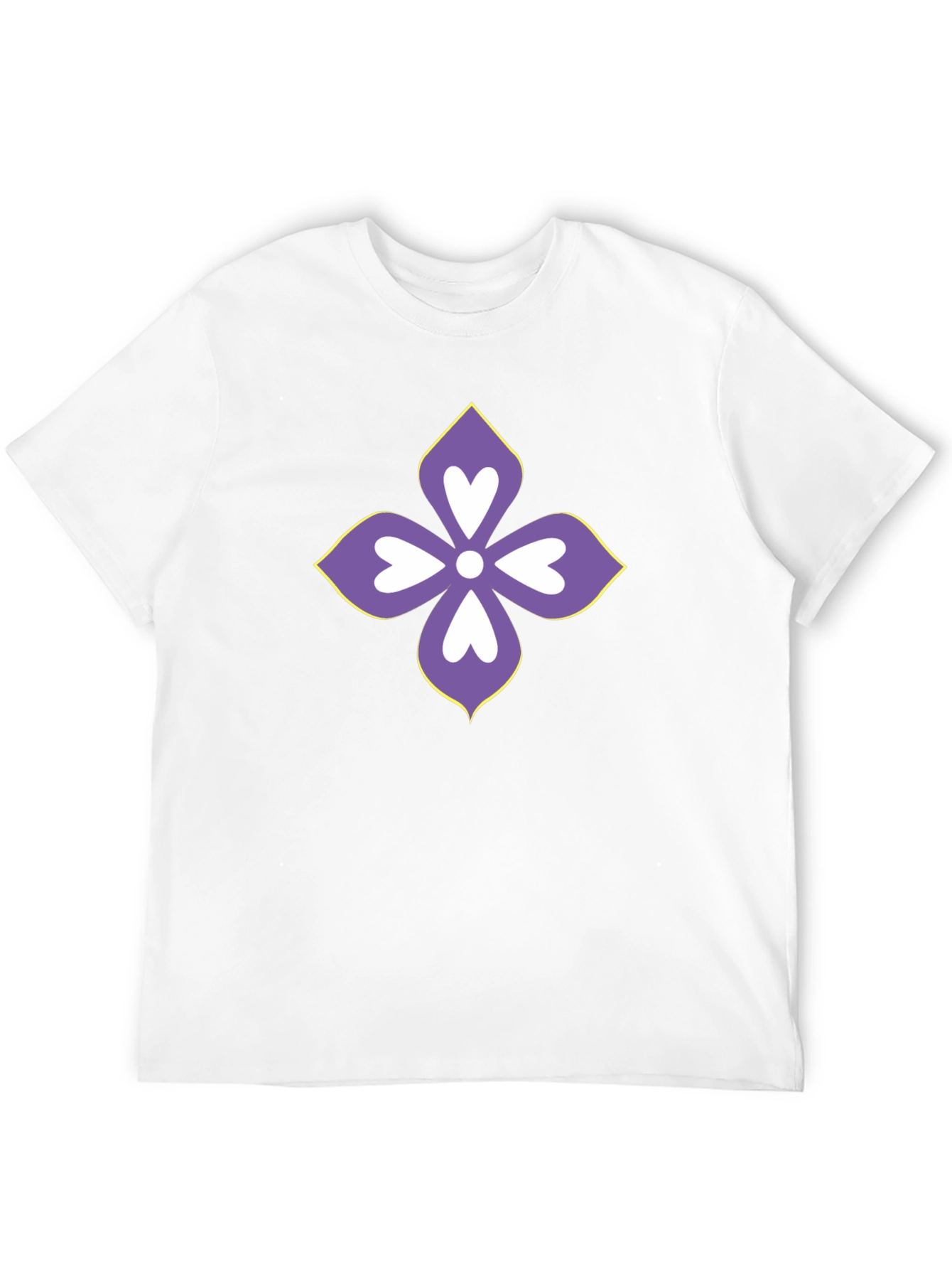 Floral Heart Motif Black T-Shirt