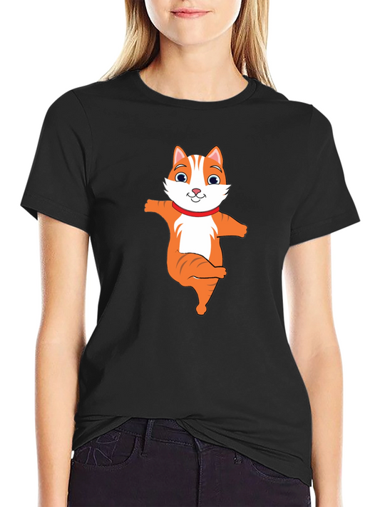 Cute Cat Yoga Pose Graphic Tee - Black Unisex T-Shirt